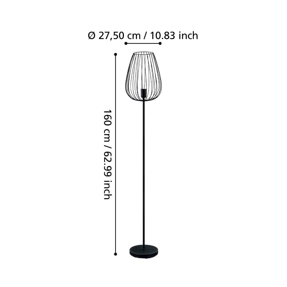 EGLO Stehlampe »NEWTOWN Stehleuchte, schwarz, Stahl, E27, Schalter«, 1 flammig, Leuchtmittel E27 | ohne Leuchtmittel, Schlicht, Vintage, Retro, Wohnzimmer, Schlafzimmer, 159,5x27,5x23cm