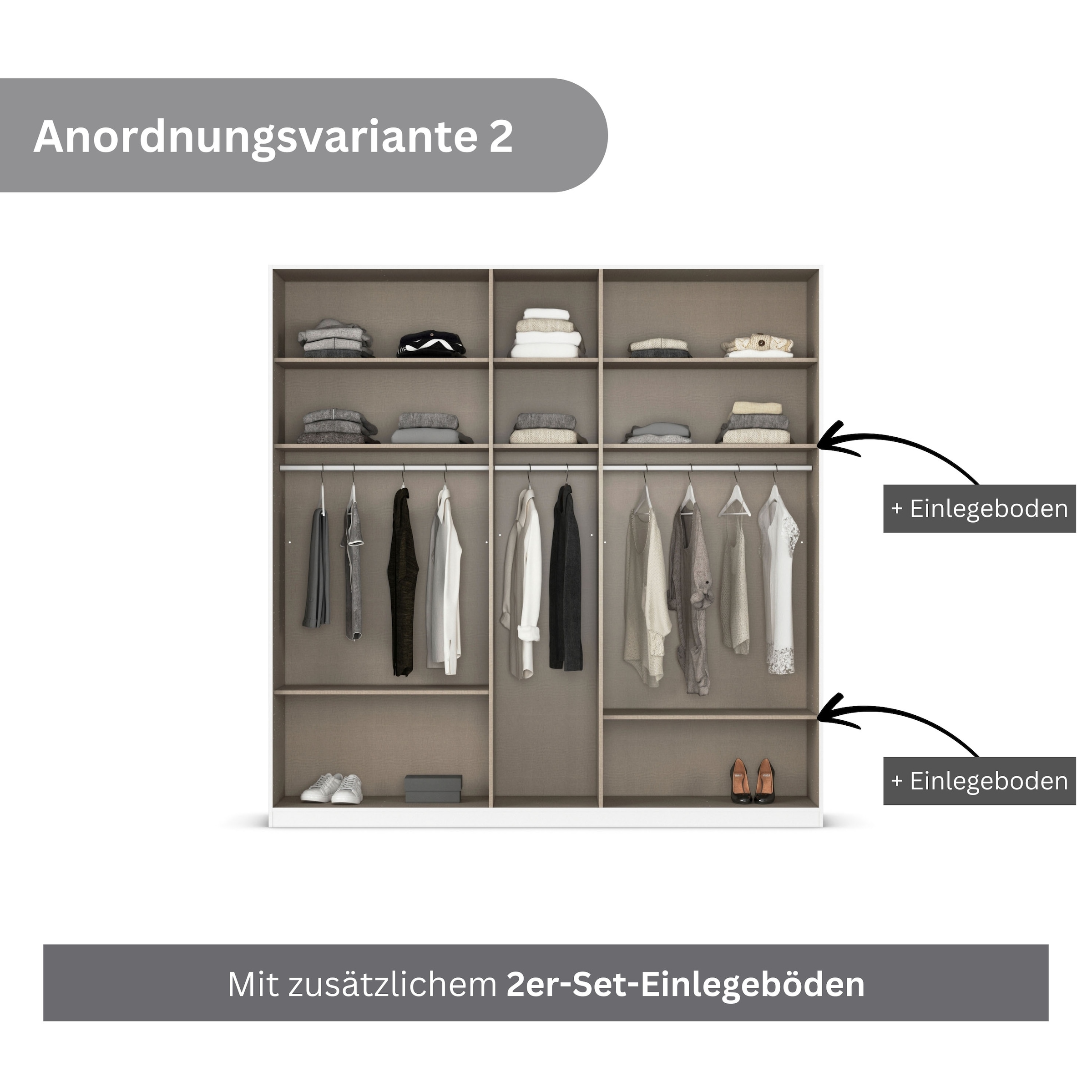 rauch Drehtürenschrank »Kleiderschrank Schrank Garderobe AGORDO mit Dekor- oder Hochglanzfront«, (in zwei Griff-Farben), durchdachte Innenausstattung, in 6 Breiten und 2 Höhen MADE IN GERMANY