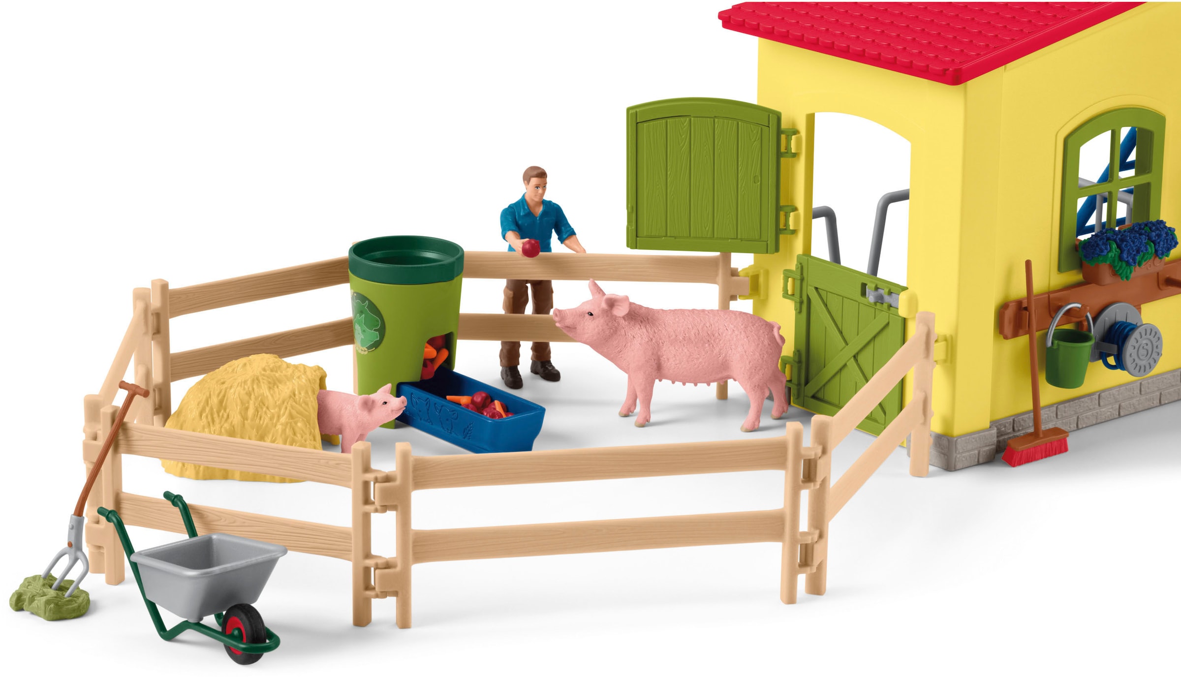 Schleich® Spielwelt »FARM WORLD, Großer Stall mit Tieren und Zubehör (42605)«, Made in Europe