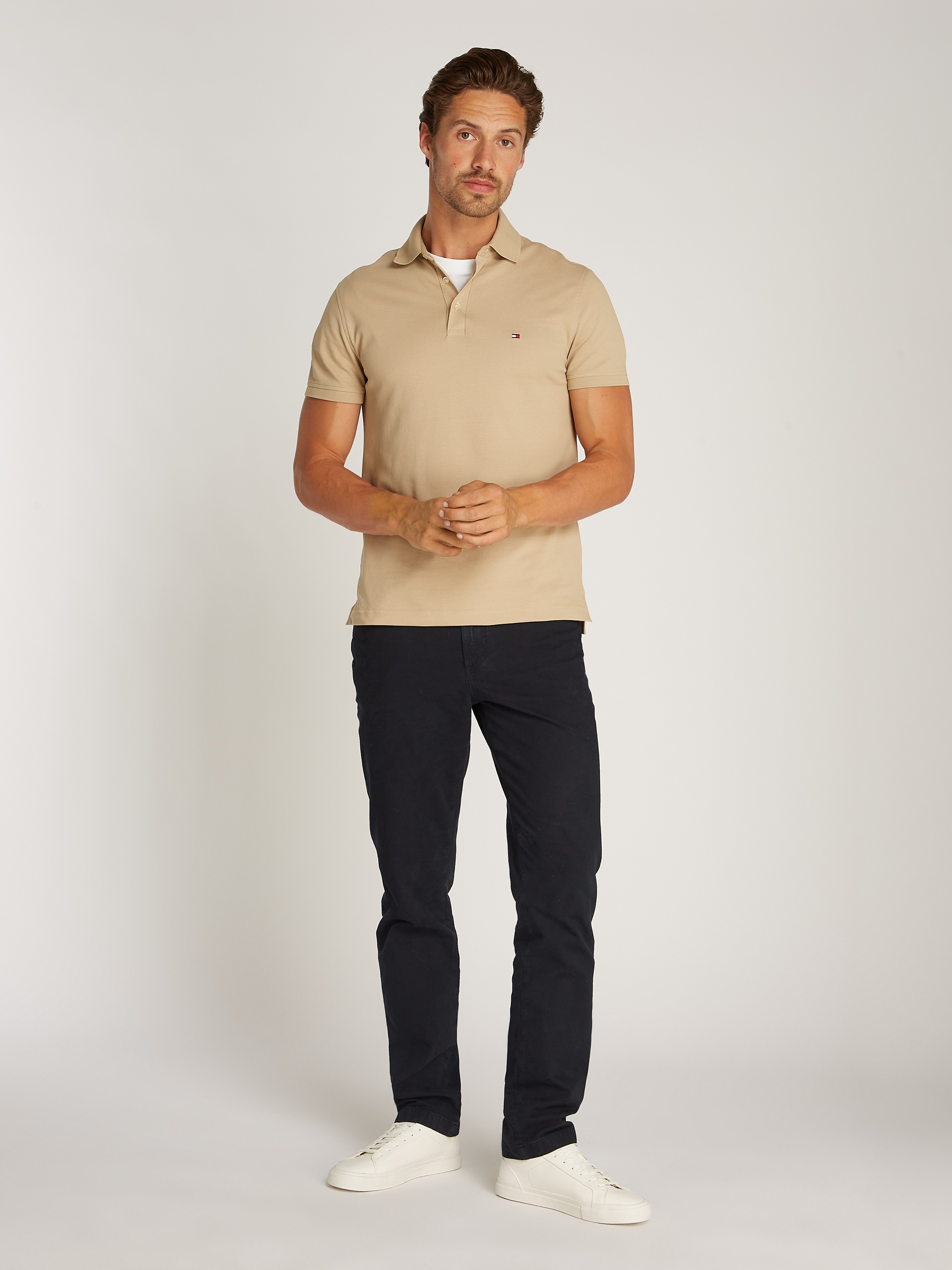 Tommy Hilfiger Poloshirt »1985 SLIM POLO mit Stickerei und Piqué-Qualität« unifarben, casual, slim fit, Baumwollmix, Polokragen
