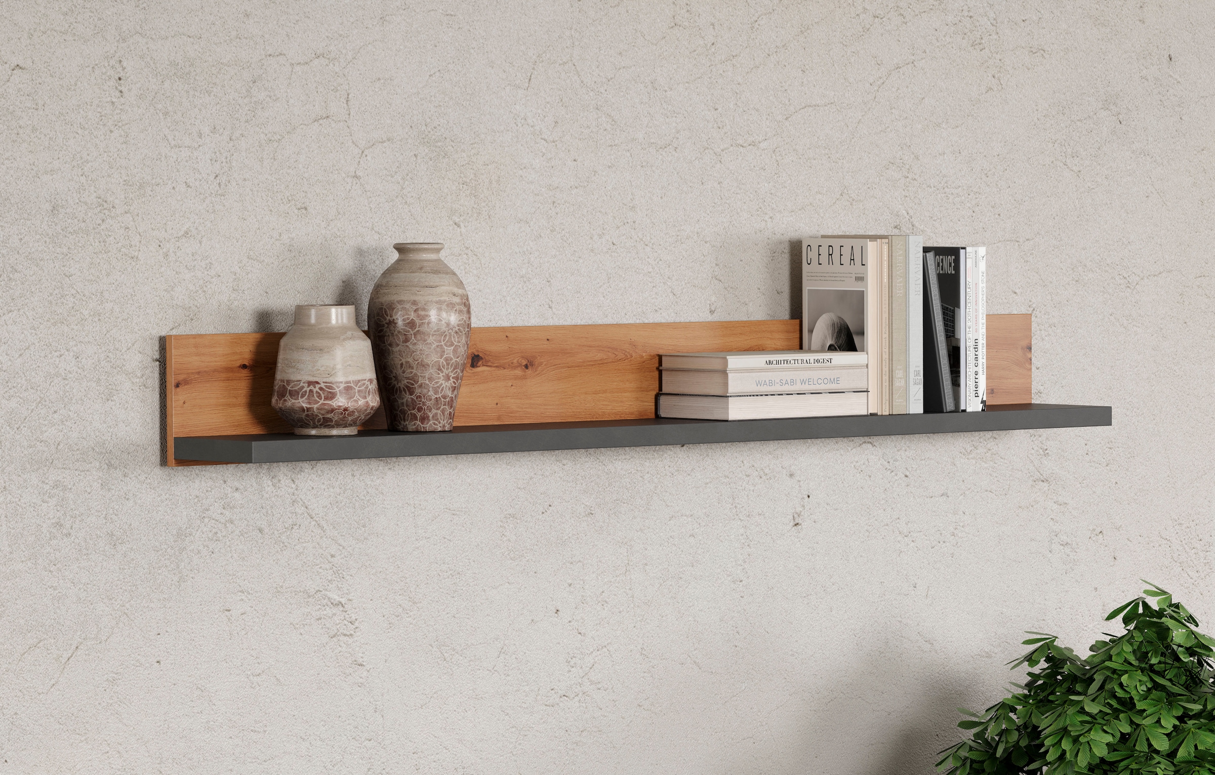 Home affaire Wandboard »Ambres«, (1 St.), Bücherleiste in matter Echtholzoptik - Maße (B/T/H) 180/22/20 cm