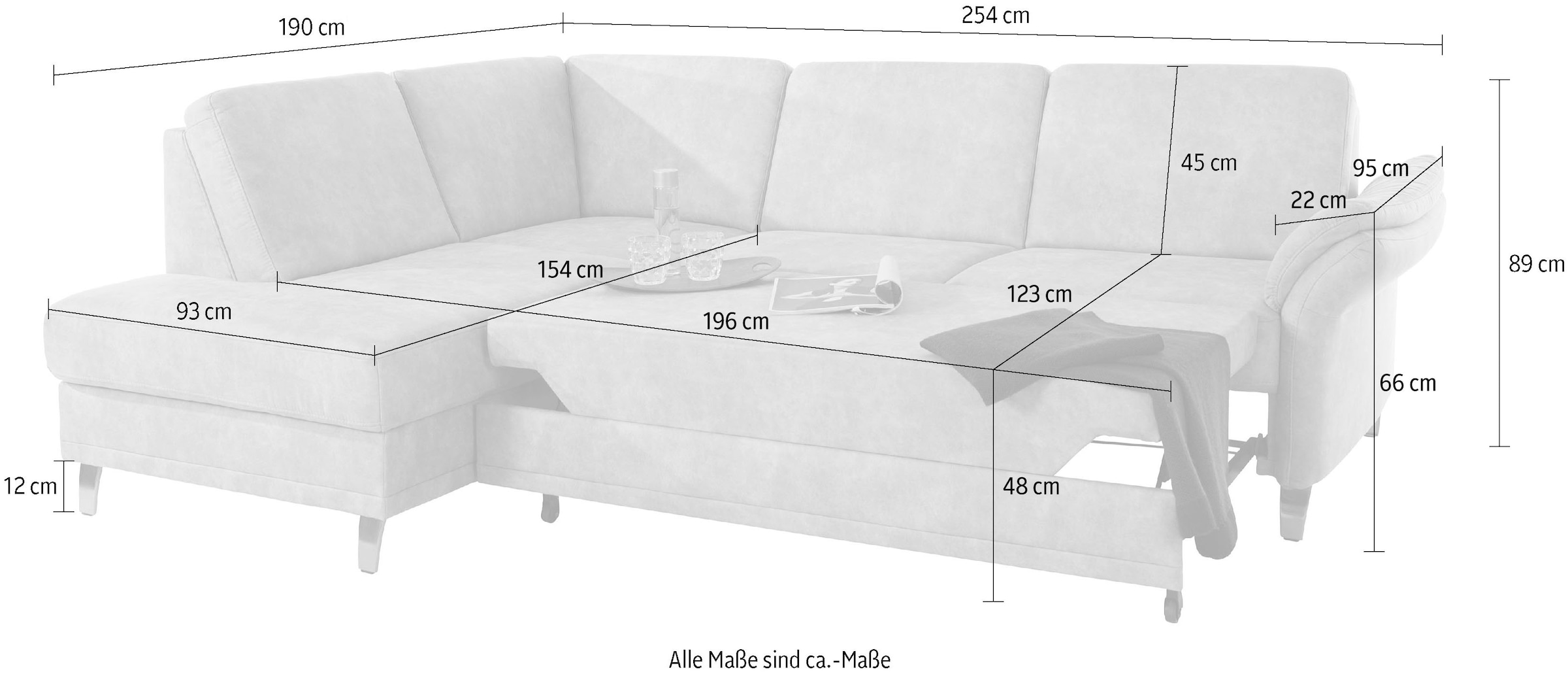 sit&more Ecksofa »Clio L-Form«, wahlweise mit Bettfunktion und Bettkasten, inklusive Federkern