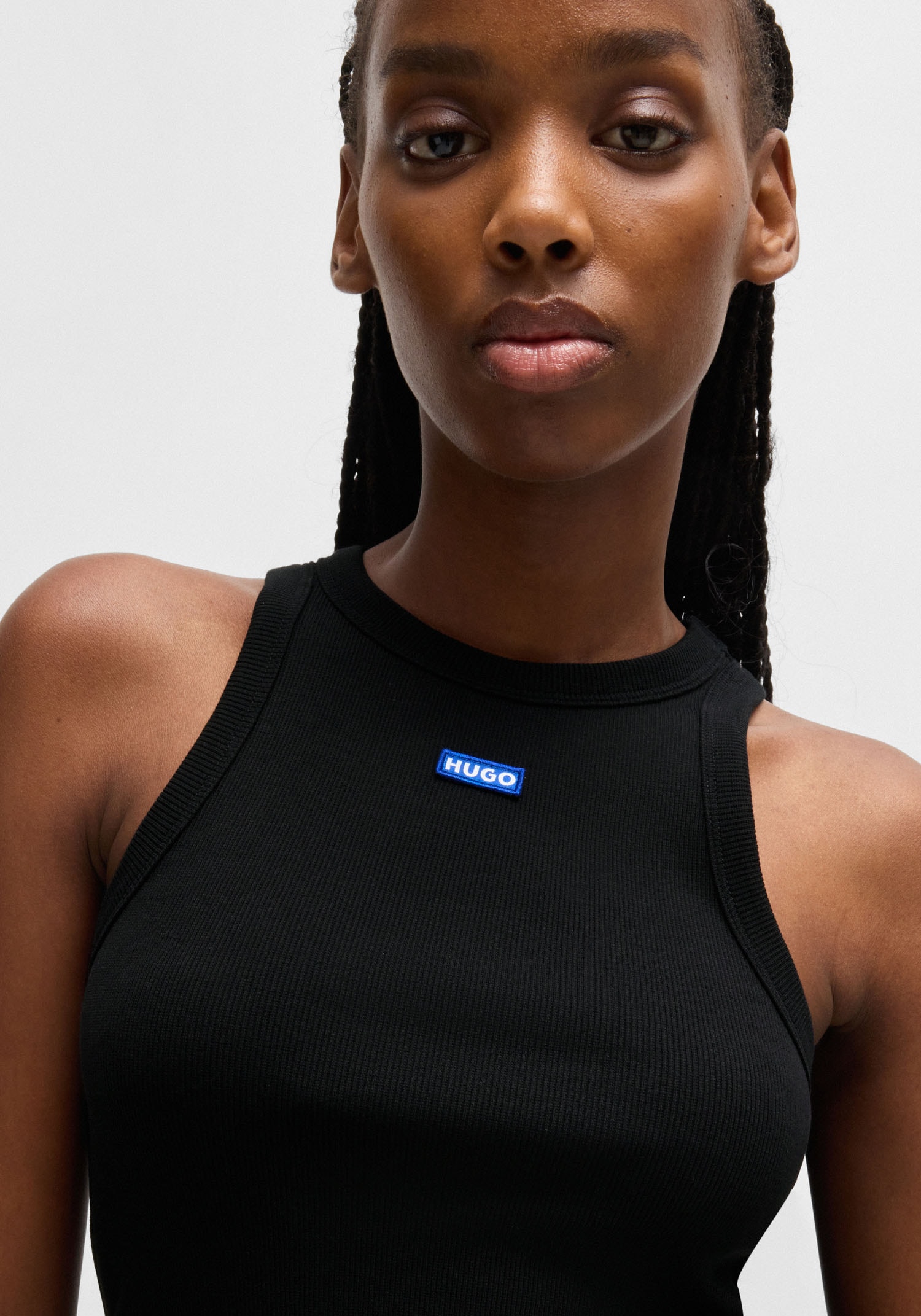 HUGO Blue Tanktop »Easy Tank«, Rippware aus Baumwollmischung mit Elasthan