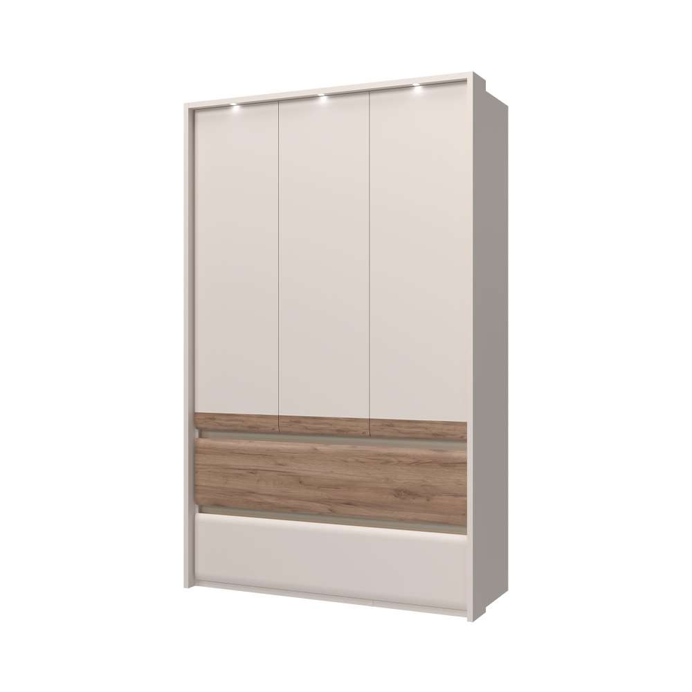 Places of Style Kleiderschrank »Invictus, UV lackiert, kratzfest, FSC-zertifiziert, grifflose Optik«, (abgerundete Schubladen aus MDF im Holzdekor, soft-close), mit Beleuchtung und Passpartourahmen, hoher Schrank (226cm), 6 Breiten