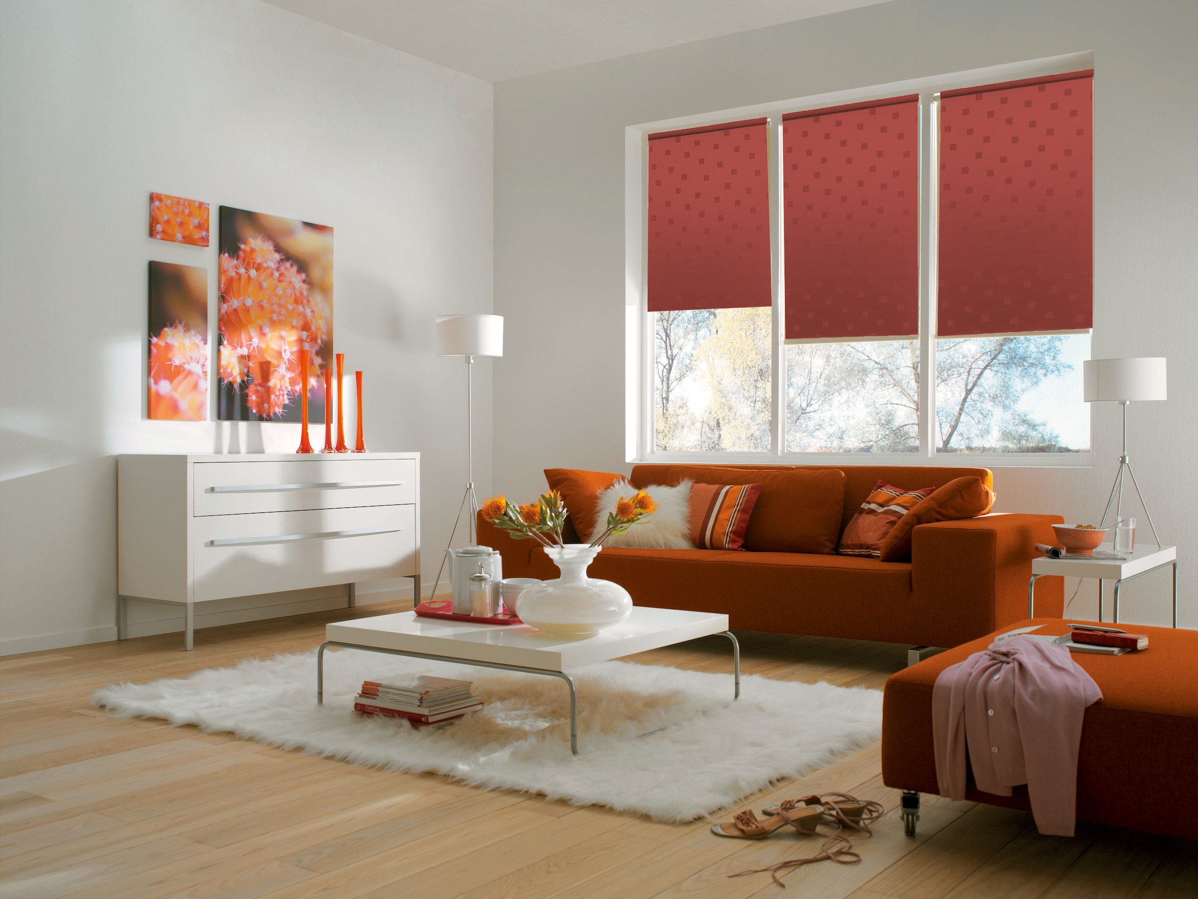 sunlines Elektrisches Rollo »Funky Square«, blickdicht, mit Bohren, freihängend, appgesteuert via Bluetooth, mit Akku und Motor, weißer Fallstab
