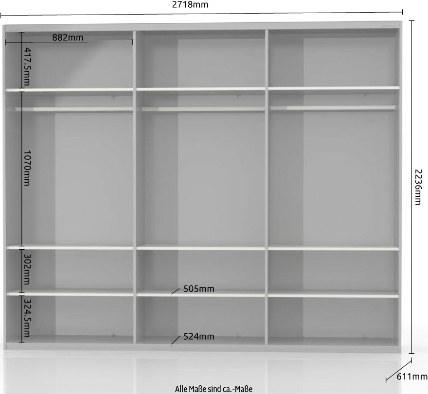 Places of Style Schwebetürenschrank »Piano«, UV lackiert, hochglänzend, mit Soft-Close Funktion, Spiegelschrank