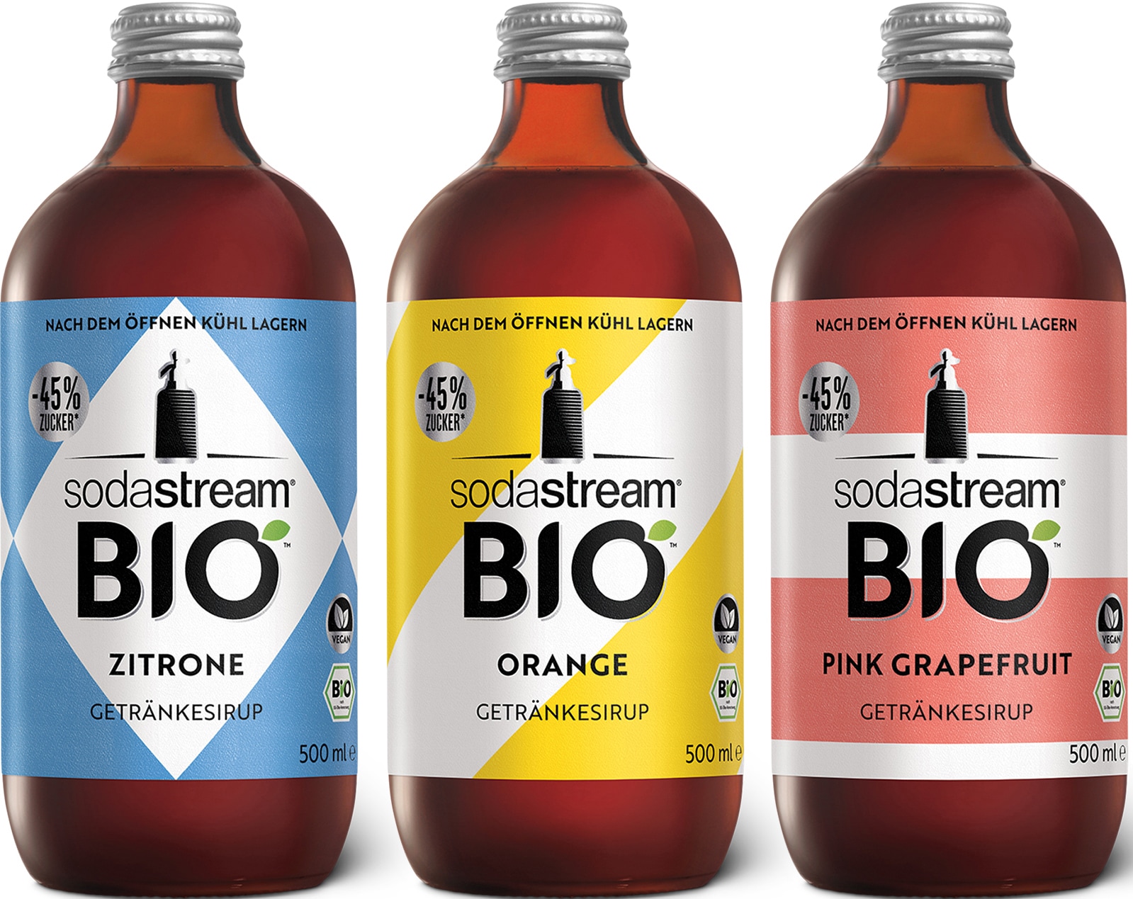 SodaStream Getränke-Sirup »BIO-Sirup«, Zitrone, Orange, Pink Grapefruit, 0,5 l, (3 Flaschen), CitrusMix,Flasche3,5 LFertiggetränk,500mlZitrone/Orange/PinkGrapefruit