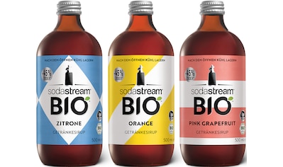 Getränke-Sirup »BIO-Sirup«, Zitrone, Orange, Pink Grapefruit, 0,5 l, (3 Flaschen)