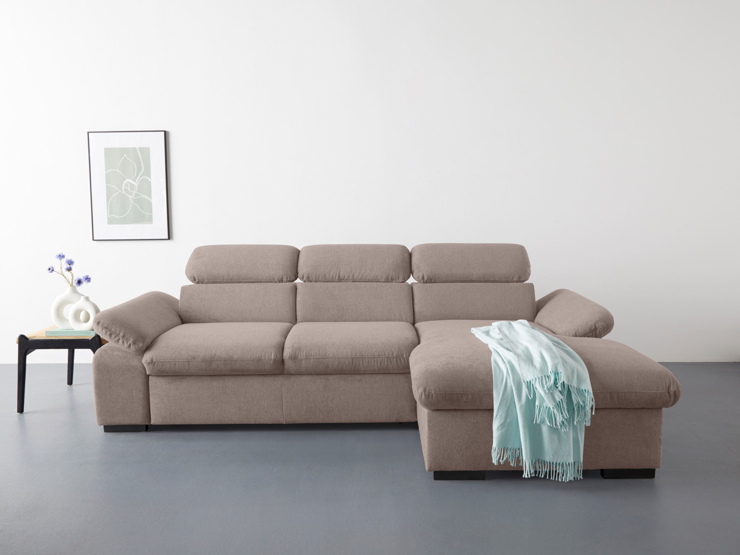 COTTA Ecksofa »Lola L-Form mit Kopfteilfunktion & Hocker«, (Set, mit Hocker günstig online kaufen