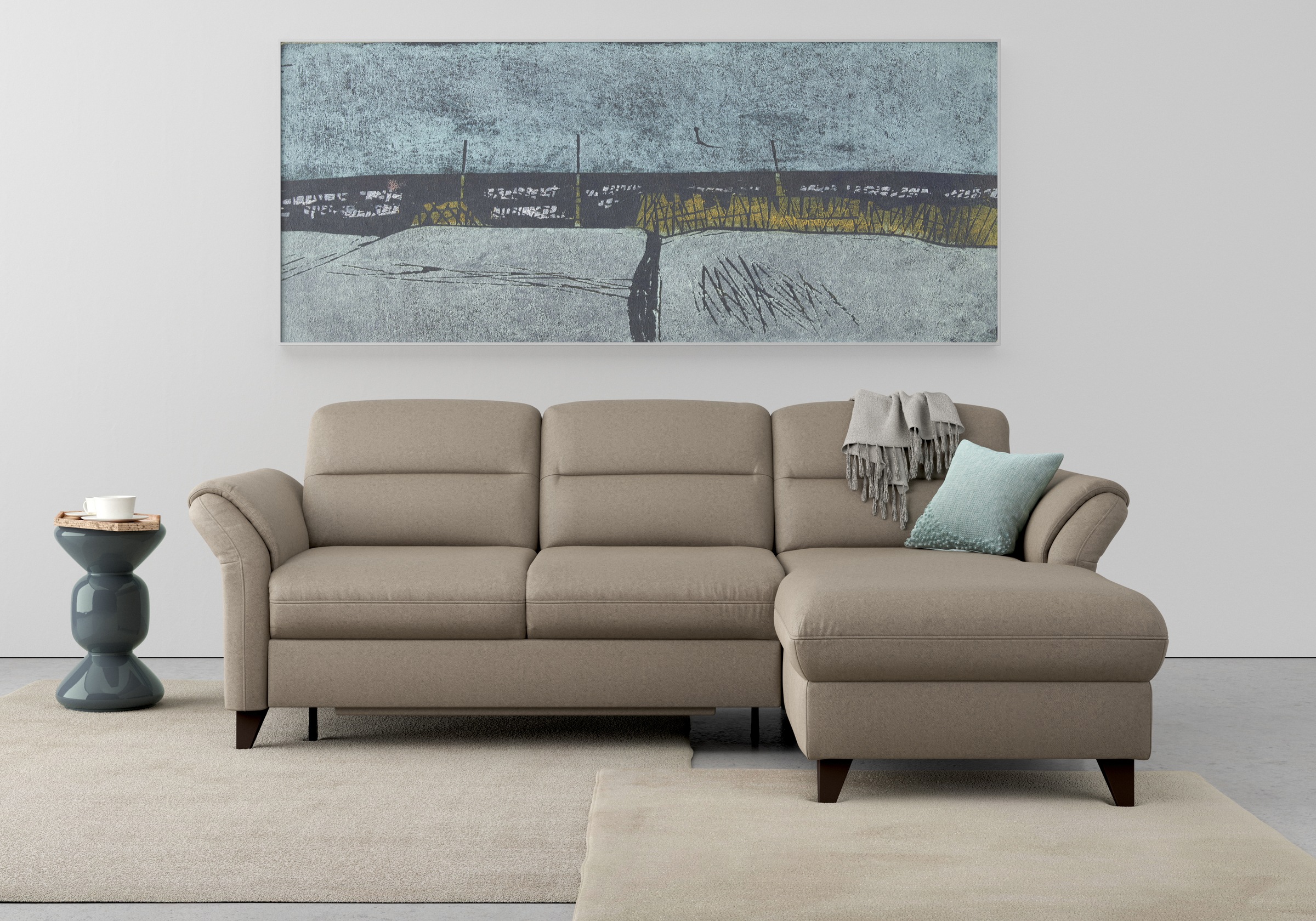sit&more Ecksofa »Mellum L-Form«, Federkern, wahlweise mit Bettfunktion, Bettkasten und Armteilfunktion