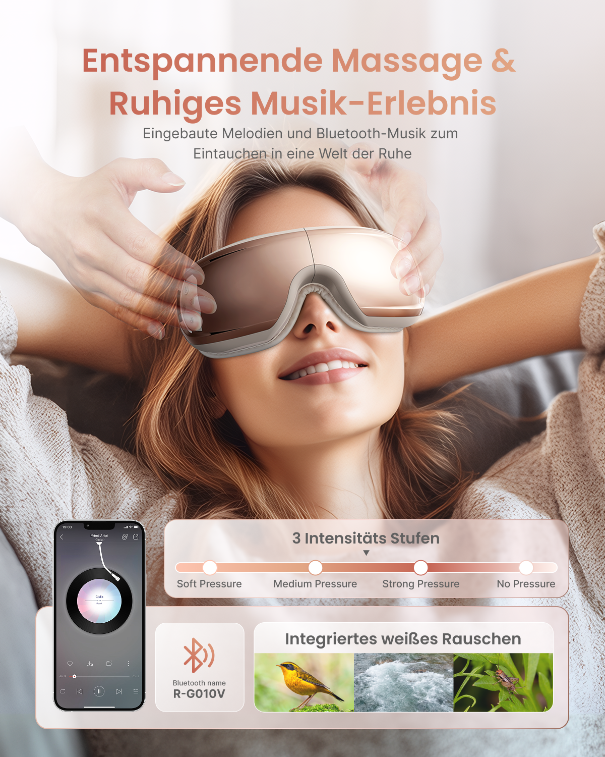 Renpho Gesichtsmassagegerät »Renpho Eyeris 3 Eye massager G010V«, Sprachgesteuertes Pflegeerlebnis mit Wärme, Kühlung und Akupressur