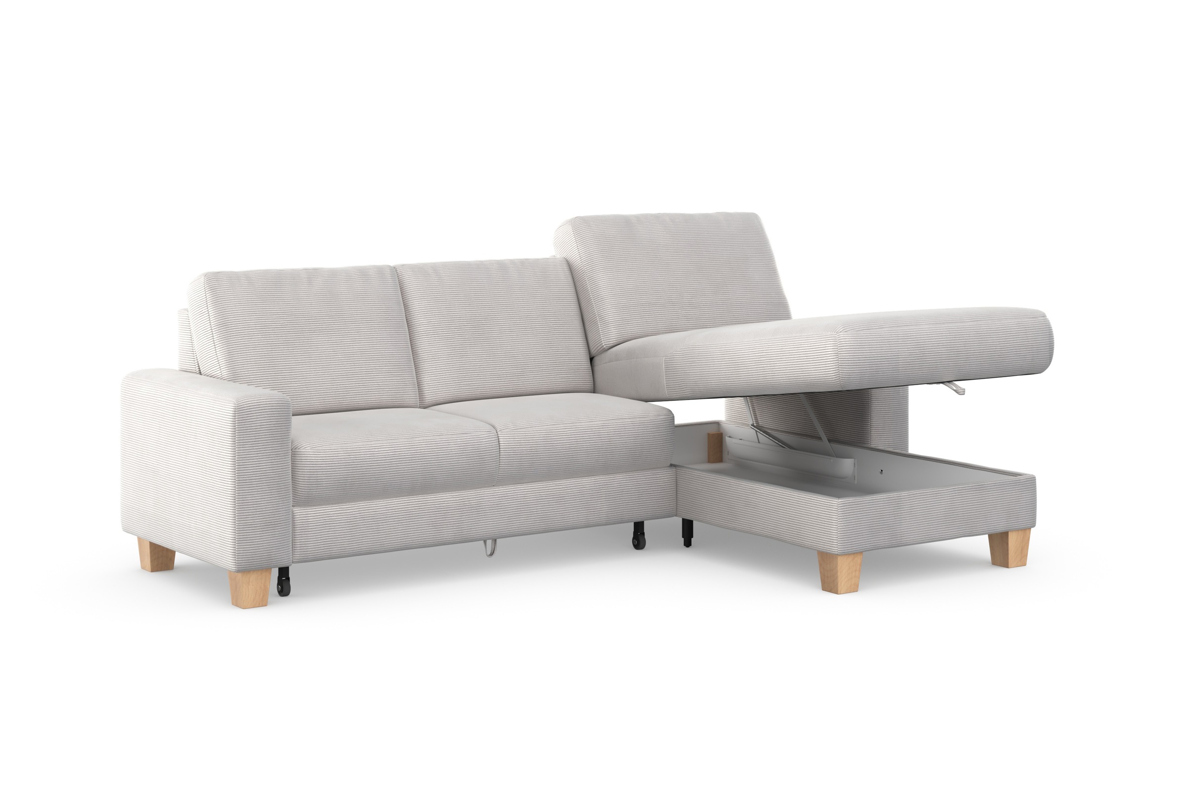 Home affaire Ecksofa »Summer L-Form«, mit Recamiere, mit oder ohne Bettfunktion und Bettkasten, Cord-Bezug