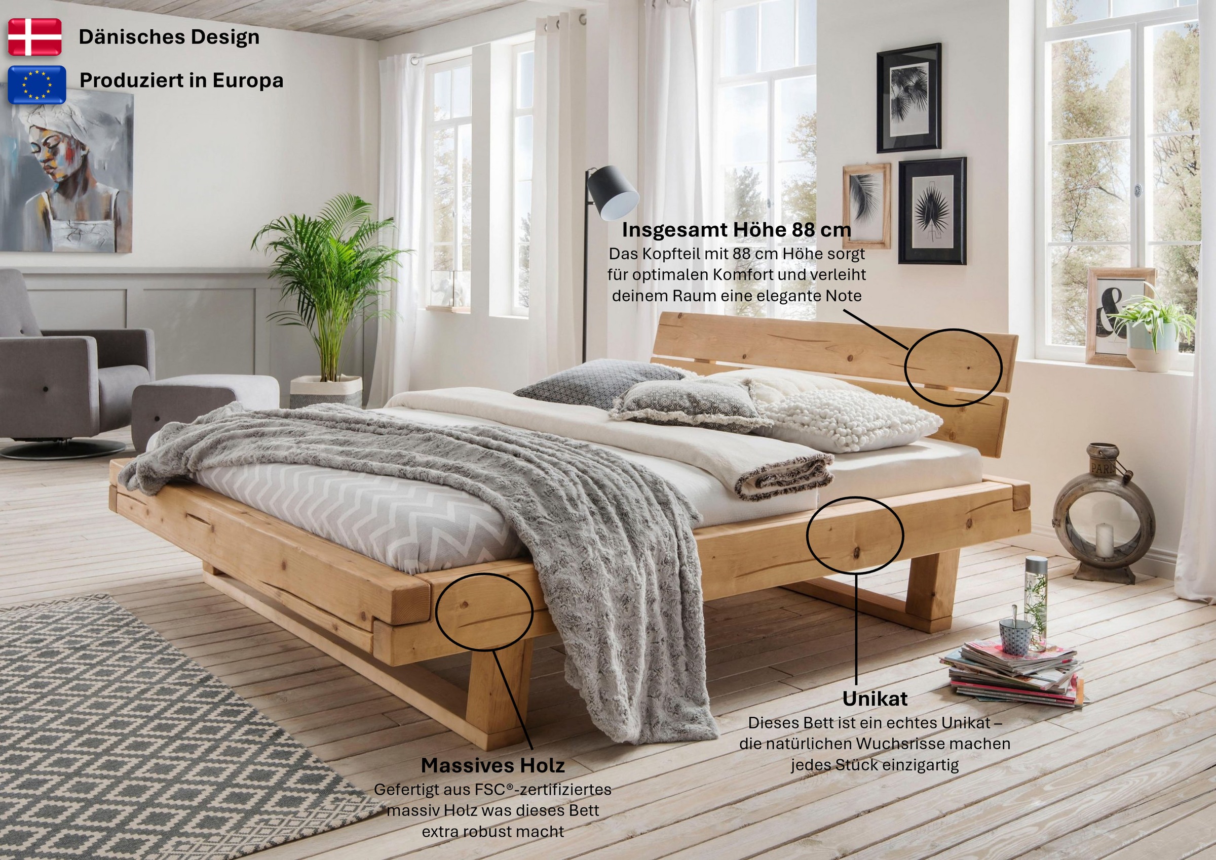 Home affaire Massivholzbett »Ultima Balkenbett Doppelbett, Füße mit Kufenfo günstig online kaufen