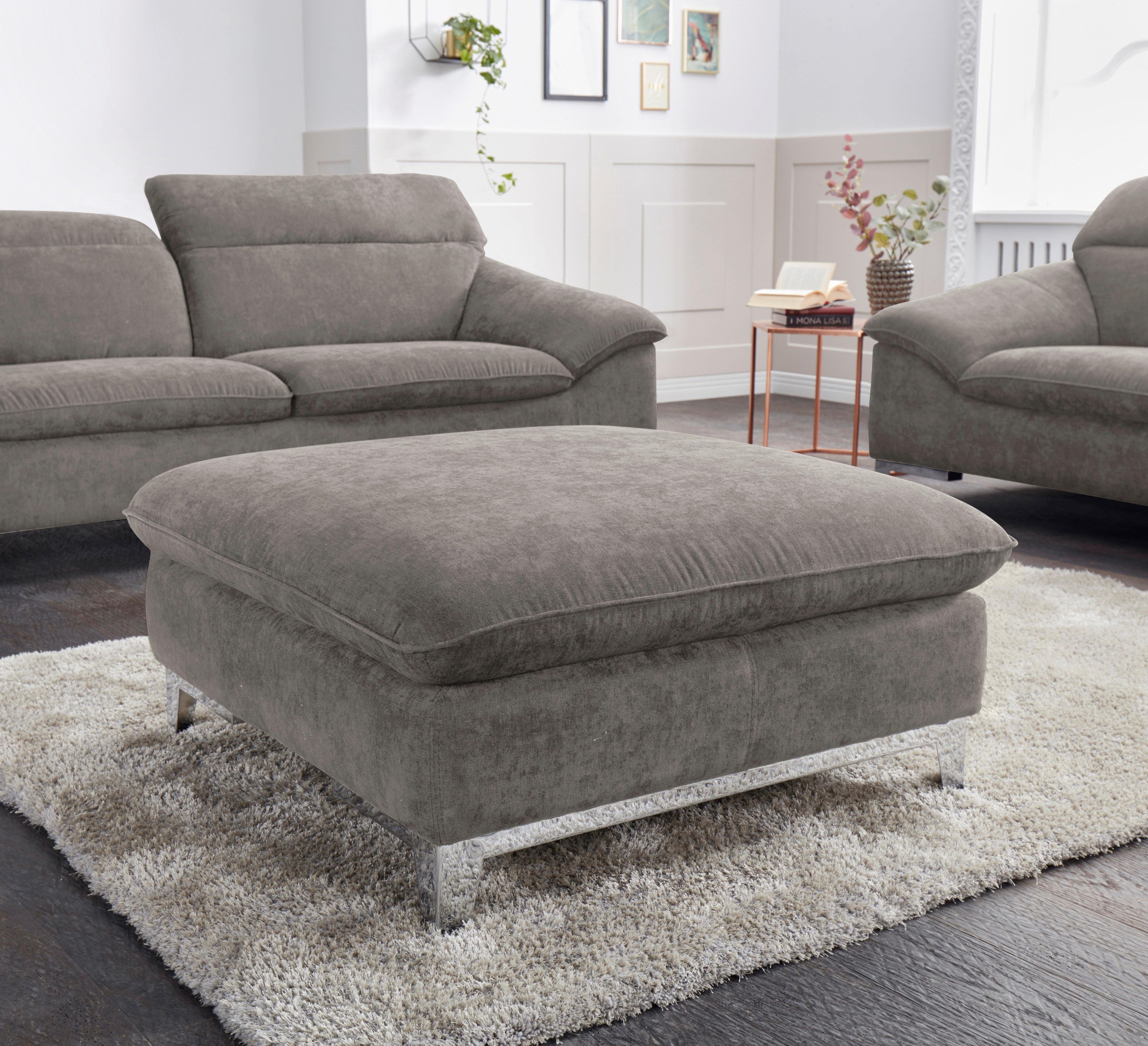 COTTA Polstergarnitur »Teresa L-Form«, (Set), Set bestehend aus: Ecksofa mit Kopfteilverstellung & Hocker