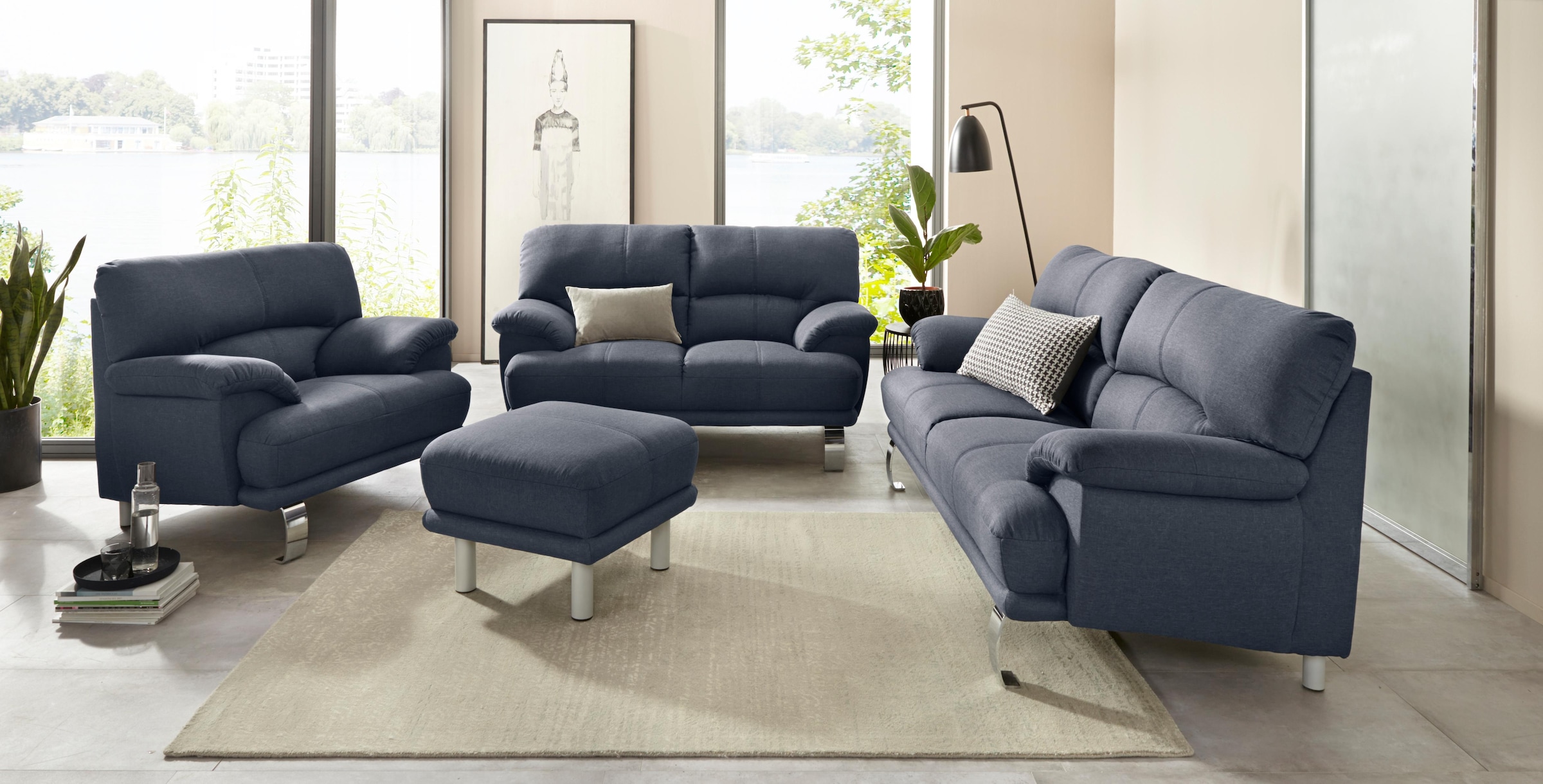 TRENDMANUFAKTUR Hocker »Cecilia II, modern und elegant, B/T 66/66cm«