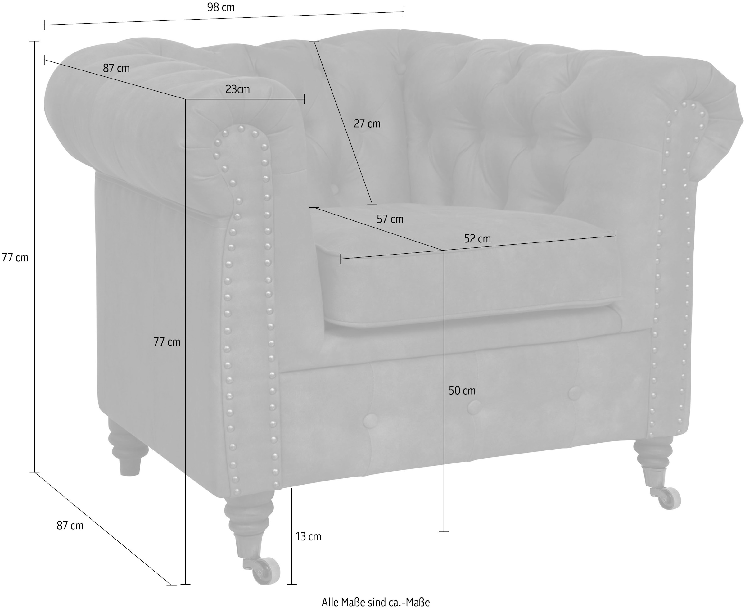 Home affaire Chesterfield-Sessel »Aarburg Sessel«, aufwändige Knopfheftung und Ziernägel im Chesterfield-Design