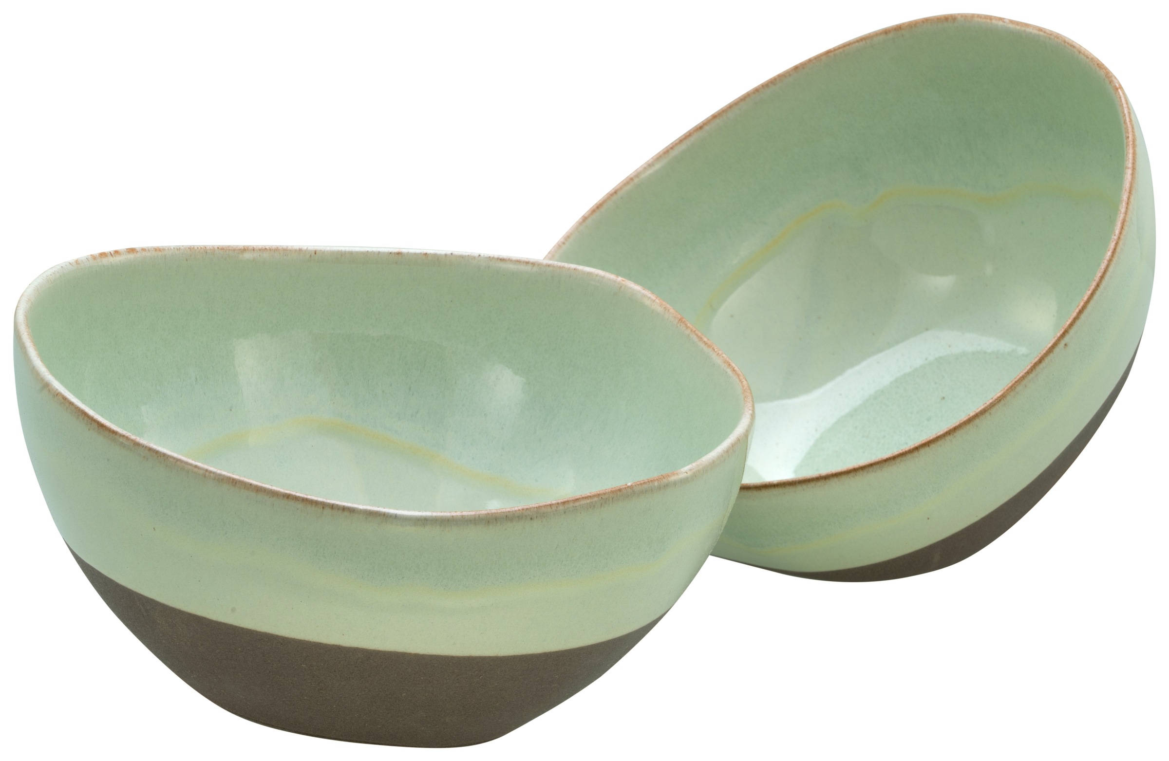 CreaTable Schale »Basalt Bio, Poke Bowl 18 cm 2-tlg«, 2 tlg., aus Steinzeug, Organische Form, Jedes Teil ein Unikat