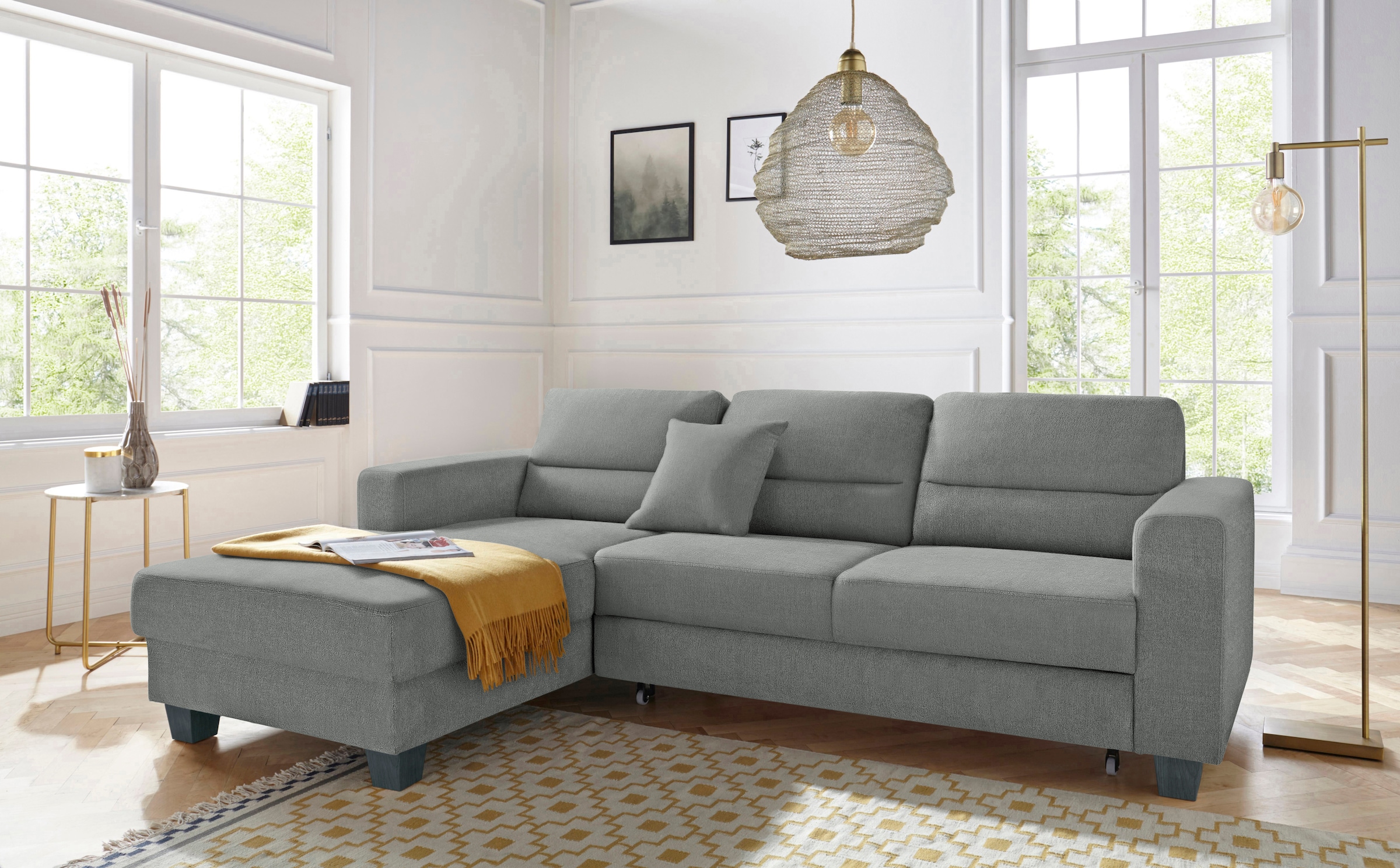 TRENDMANUFAKTUR Ecksofa »Chamber, zeitlos und modern, hoher Sitzkomfort, L-Form«, wahlweise mit Schlaffunktion