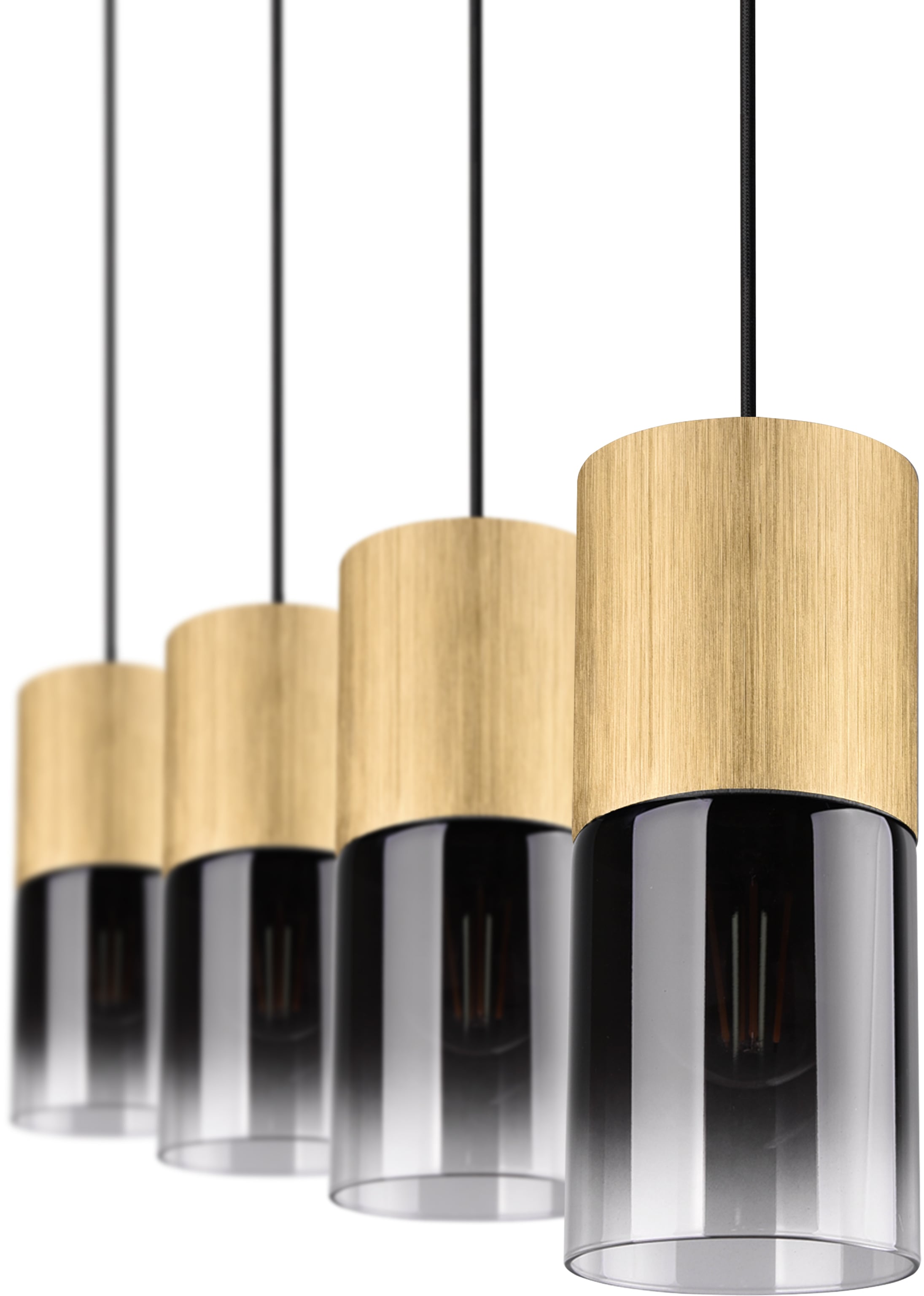 TRIO Leuchten Pendelleuchte »ROBIN«, 4 flammig, Leuchtmittel E27 | ohne Leuchtmittel, Hängelampe 4-flammig, höhenverstellbar, Glasschirme Ø 10 cm, Esszimmer