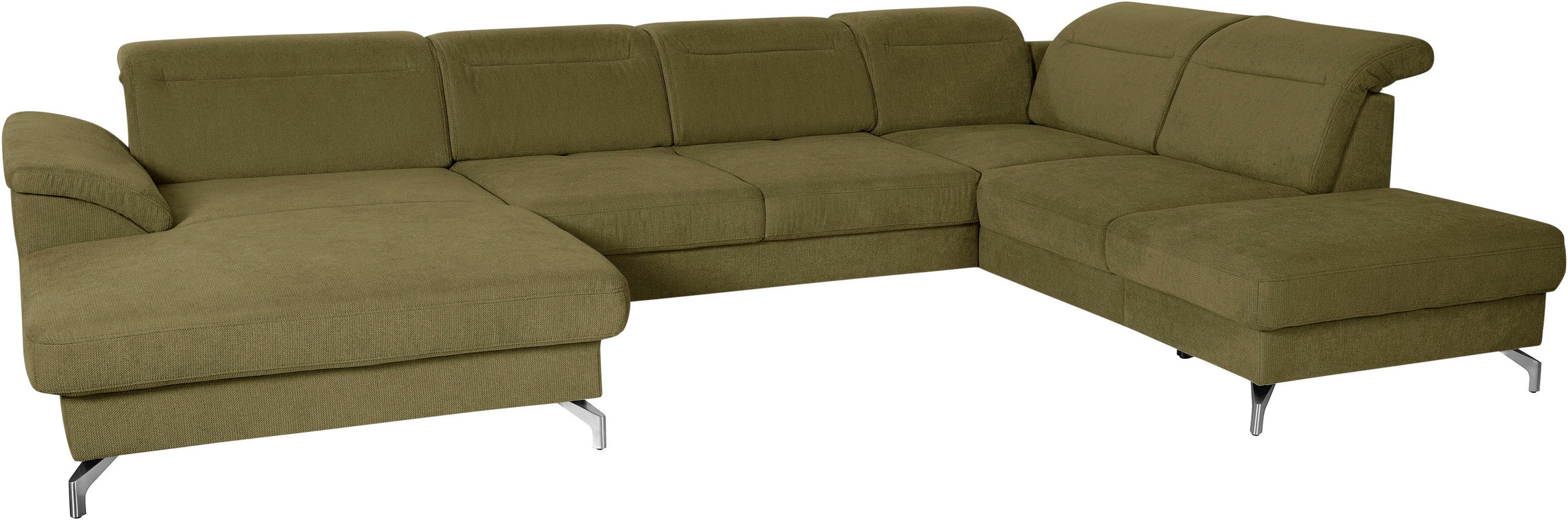 sit&more Wohnlandschaft »Percy U-Form«, 12 cm Fußhöhe, Sitztiefenverstellung, wahlweise in 2 Fußfarben