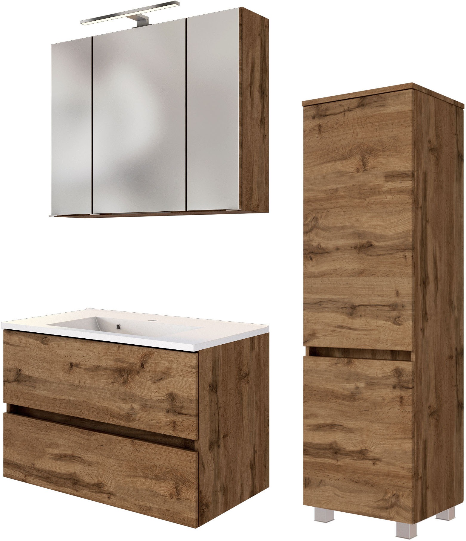 welltime Badmöbel-Set »Welltime Möbel Baabe Waschtisch-Set 3tlg. oder 5tlg. günstig online kaufen