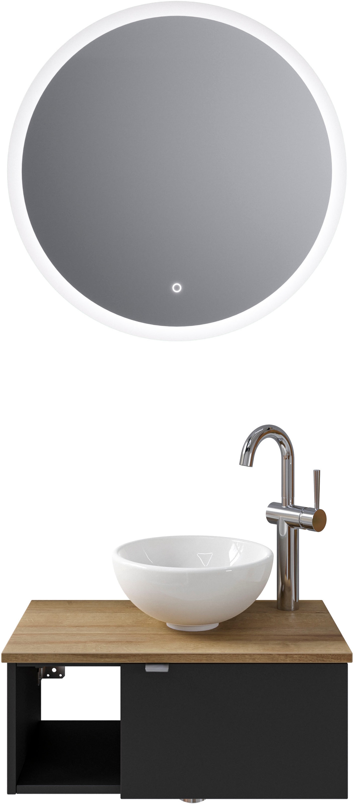 SAPHIR Badmöbel-Set »Serie 6915« 4 Stk. tlg. Schwarz Matt Select/Riviera Eiche