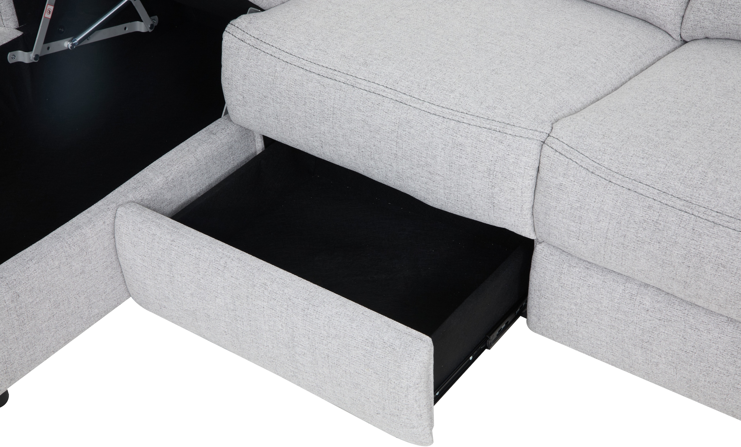 Home affaire Ecksofa »VENOIR, L-Form, 250 cm, manuelle u. elektrische Funktion (m. USB A/C)«, Stauraum unter der Recamiere, 2. Staufach, Federkern