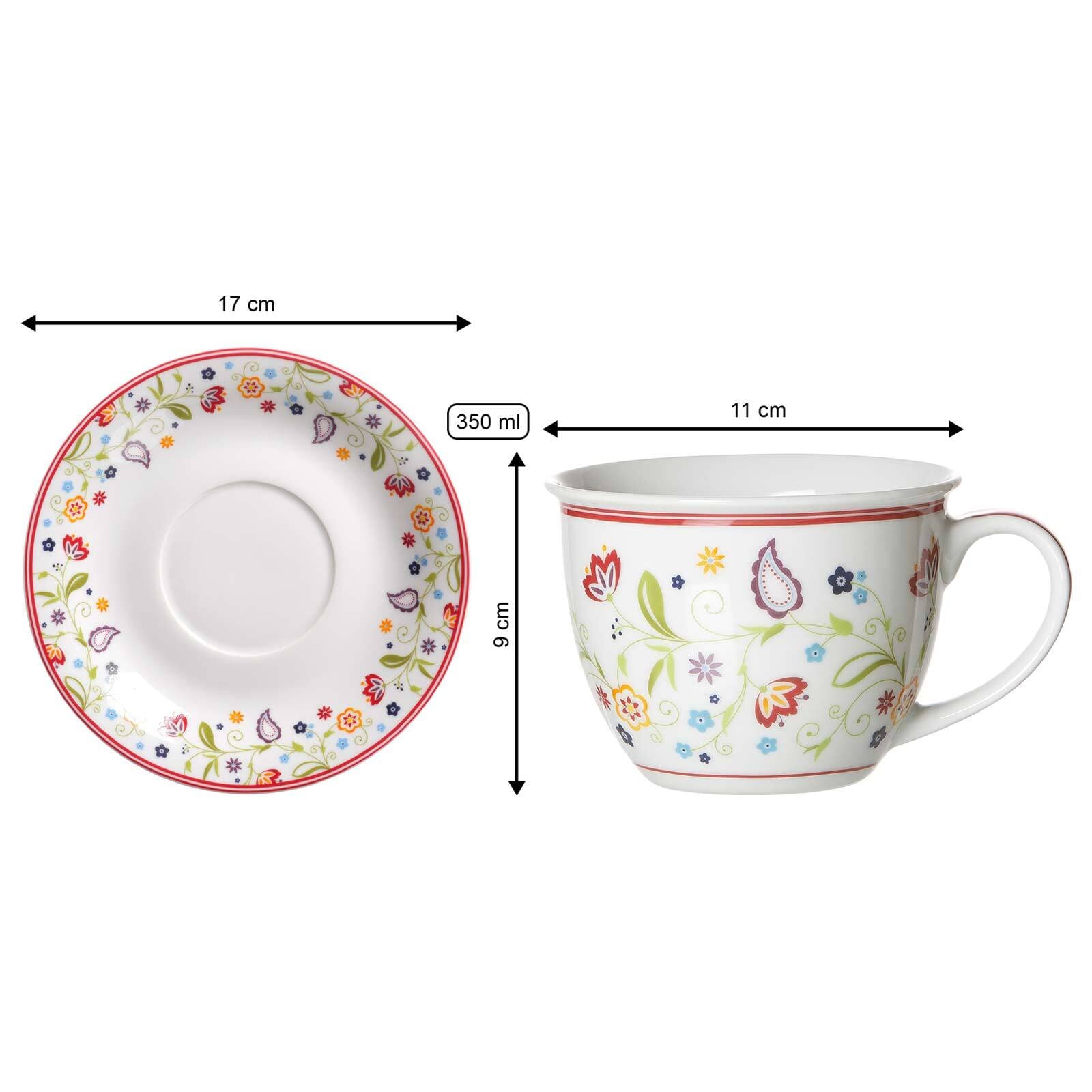 Ritzenhoff & Breker Tasse »Milchkaffee Tassen mit Untertassen Shanti 350 ml 6er Set bunt«