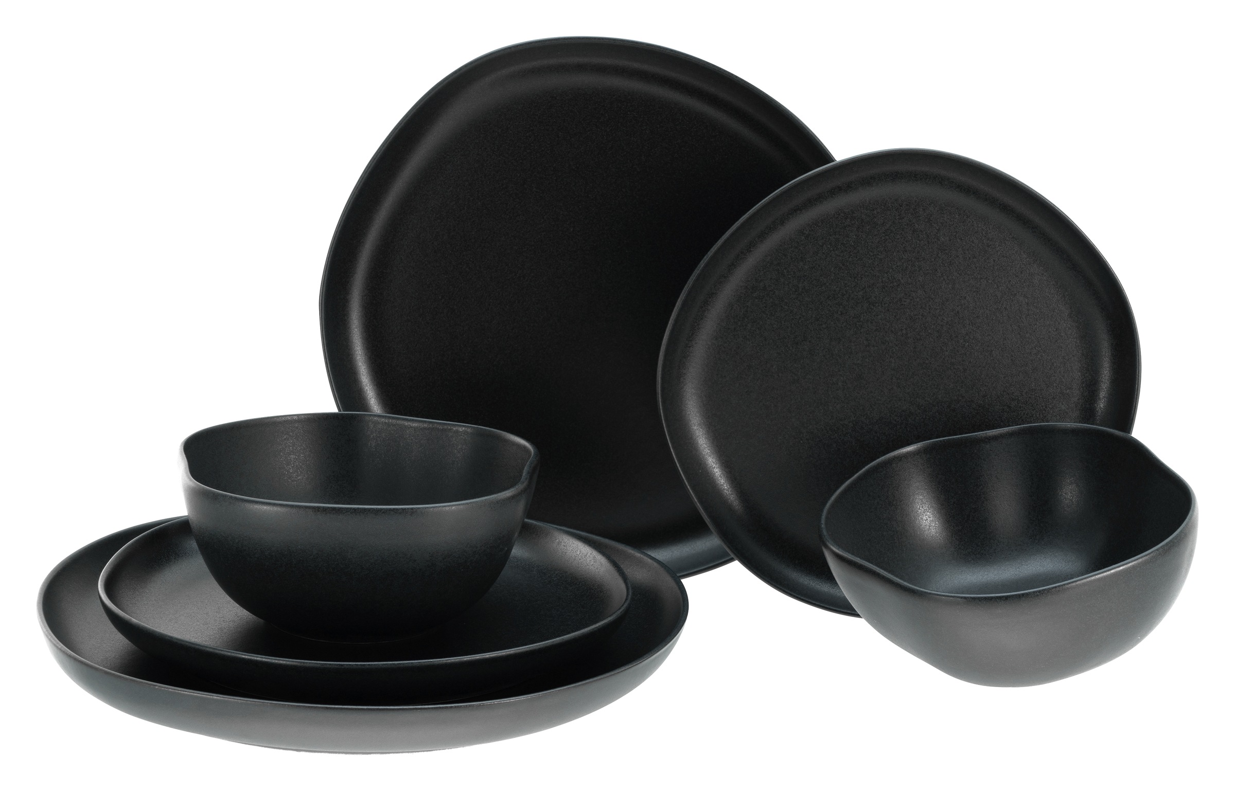 CreaTable Teller-Set »Natura Organic Black, Tellerset 12-tlg« Seidenmatte G günstig online kaufen