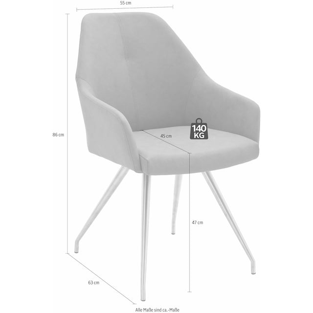 MCA furniture 4-Fußstuhl »Madita A-Oval«, (Set), 2 St., Kunstleder, Stuhl  belastbar bis 140 Kg auf Rechnung kaufen
