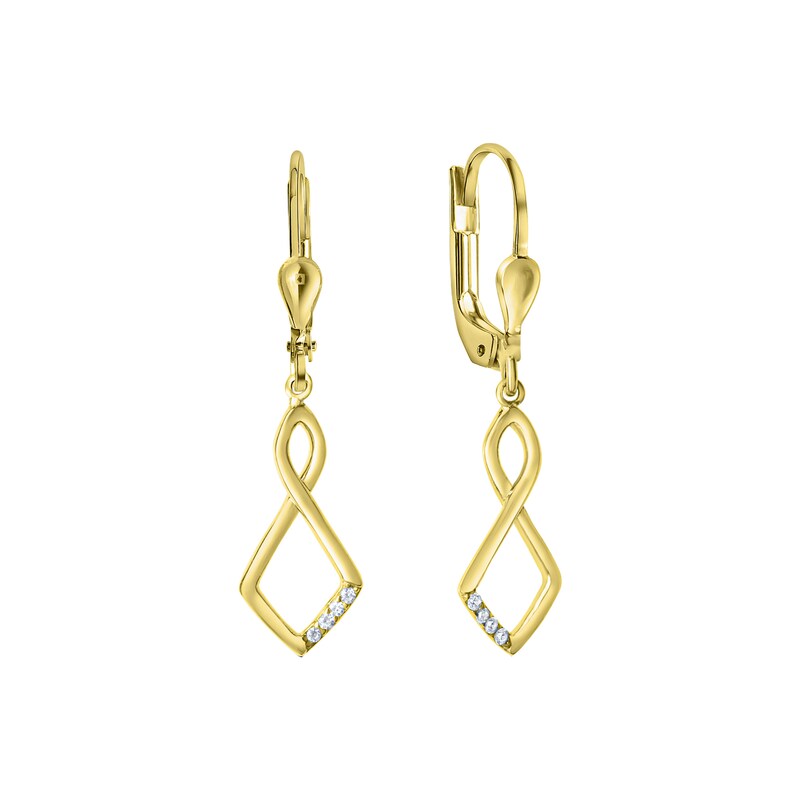 VIVANCE Paar Ohrhänger »925-Sterling Silber vergoldet« gelb + weiß one-size Elegante Ohrhänger 925 Sterling Silber vergoldet