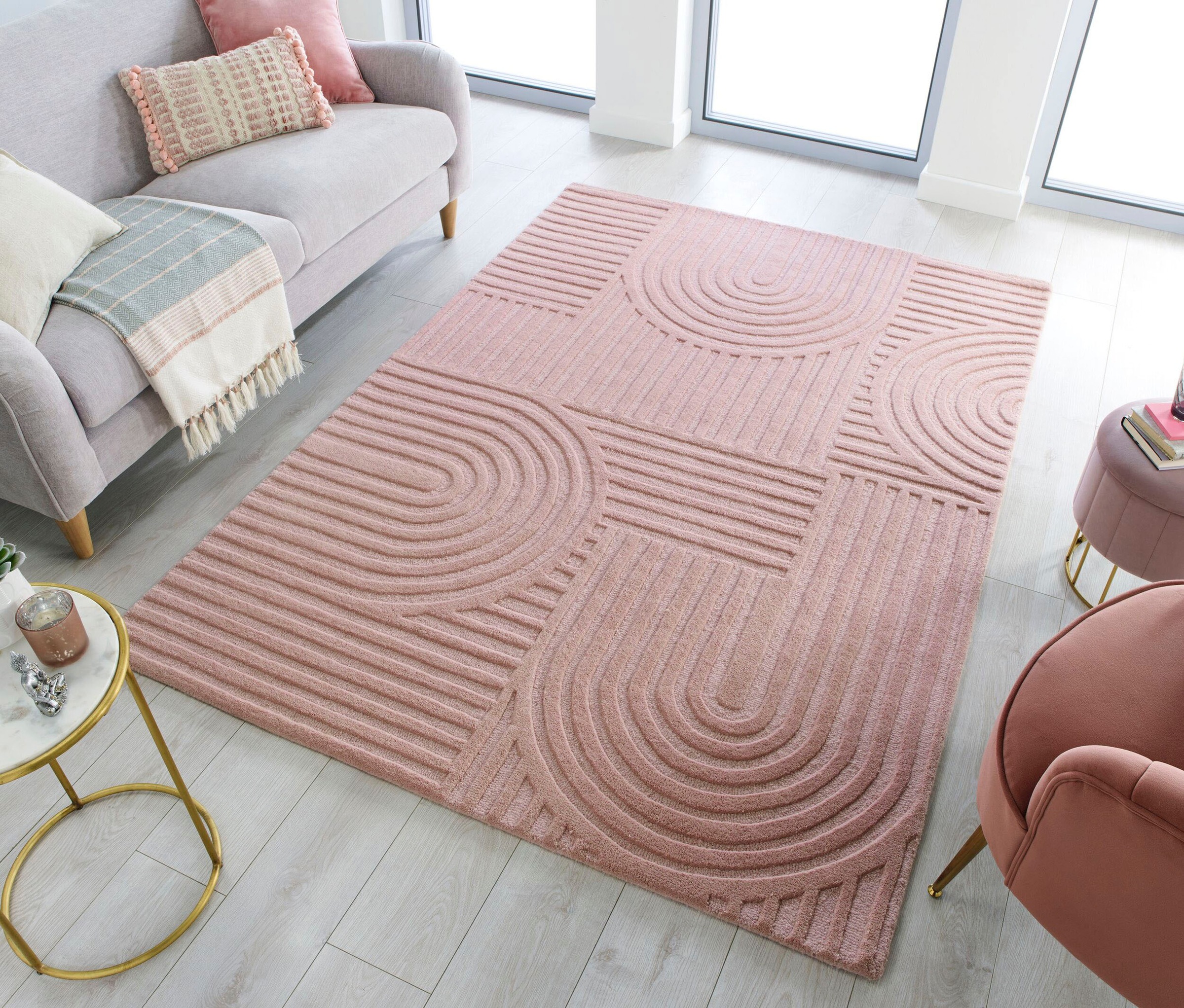 FLAIR RUGS Wollteppich »Zen Garden«, 10 mm Höhe, 100% Wolle, Hoch-Tief-Effe günstig online kaufen