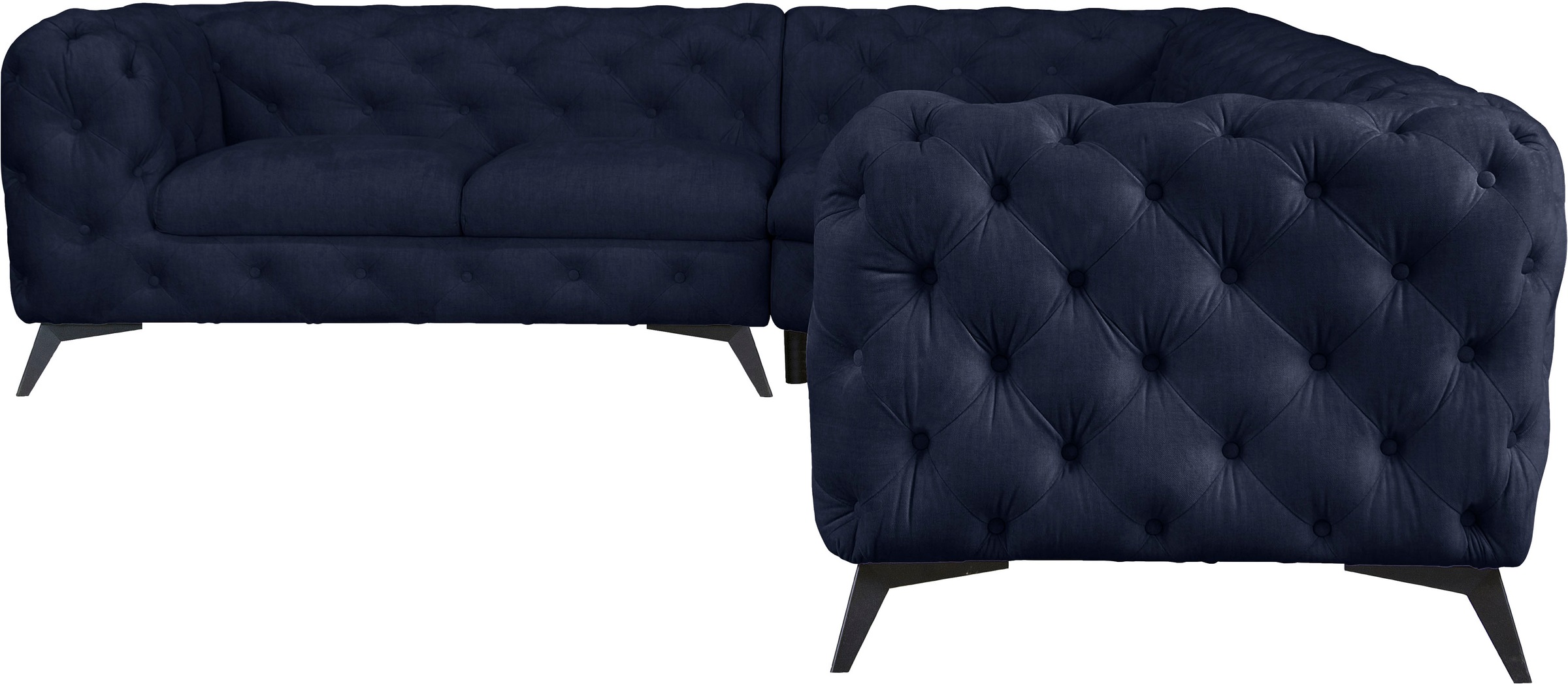 Leonique Chesterfield-Sofa »Ecksofa GLYNIS L-Form mit Wellenunterfederung, günstig online kaufen