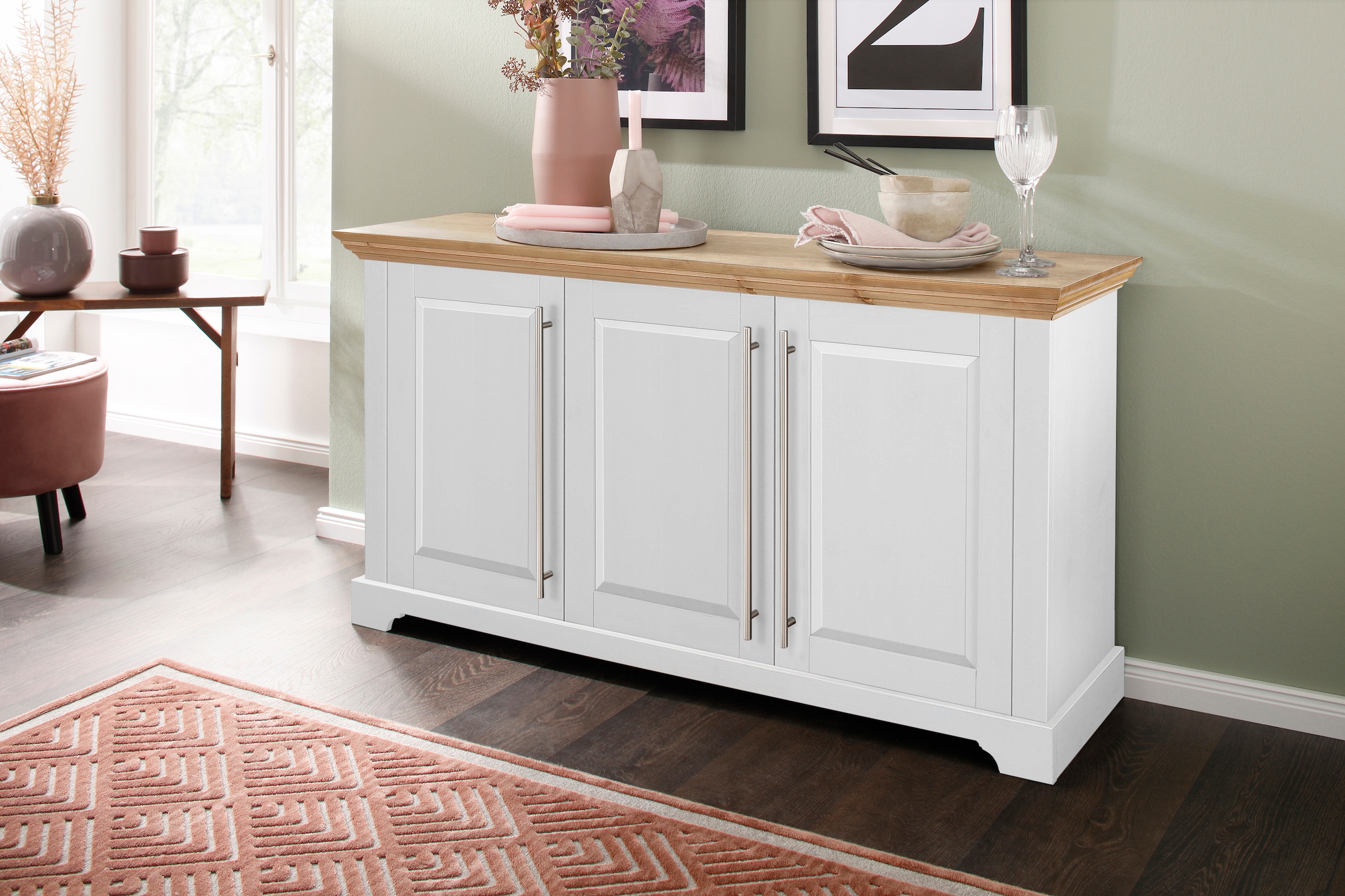 Home affaire Kommode »Meliss« aus massiver Kiefer, FSC® zertifiziert, 3-tür günstig online kaufen