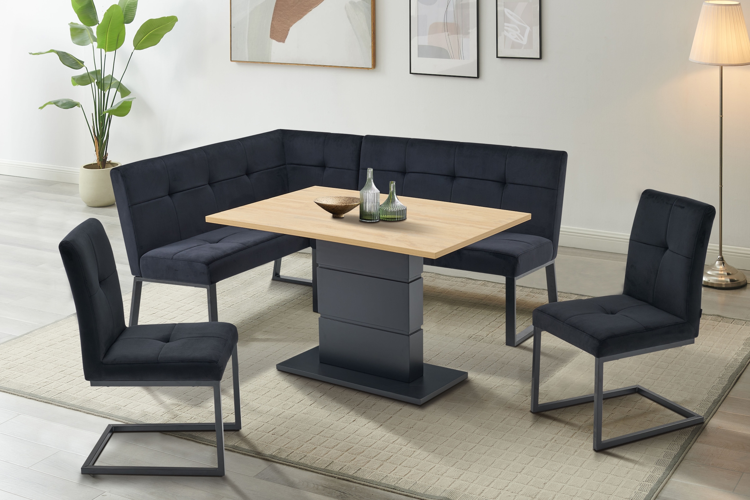 Home affaire Esszimmerstuhl »Geranie Freischwinger, Schwingstuhl« (Set) 2 Stk.mit 3D-Steppung, robustes Gestell, hochwertiger Stoff