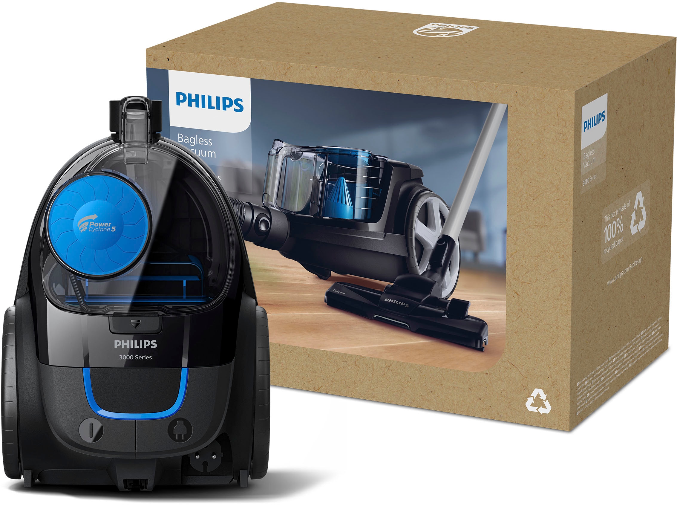 Philips Bodenstaubsauger »FC9331/09« 900 W beutellos mit 1,5 l Fasungsvermögen und Tri-Active-Düse