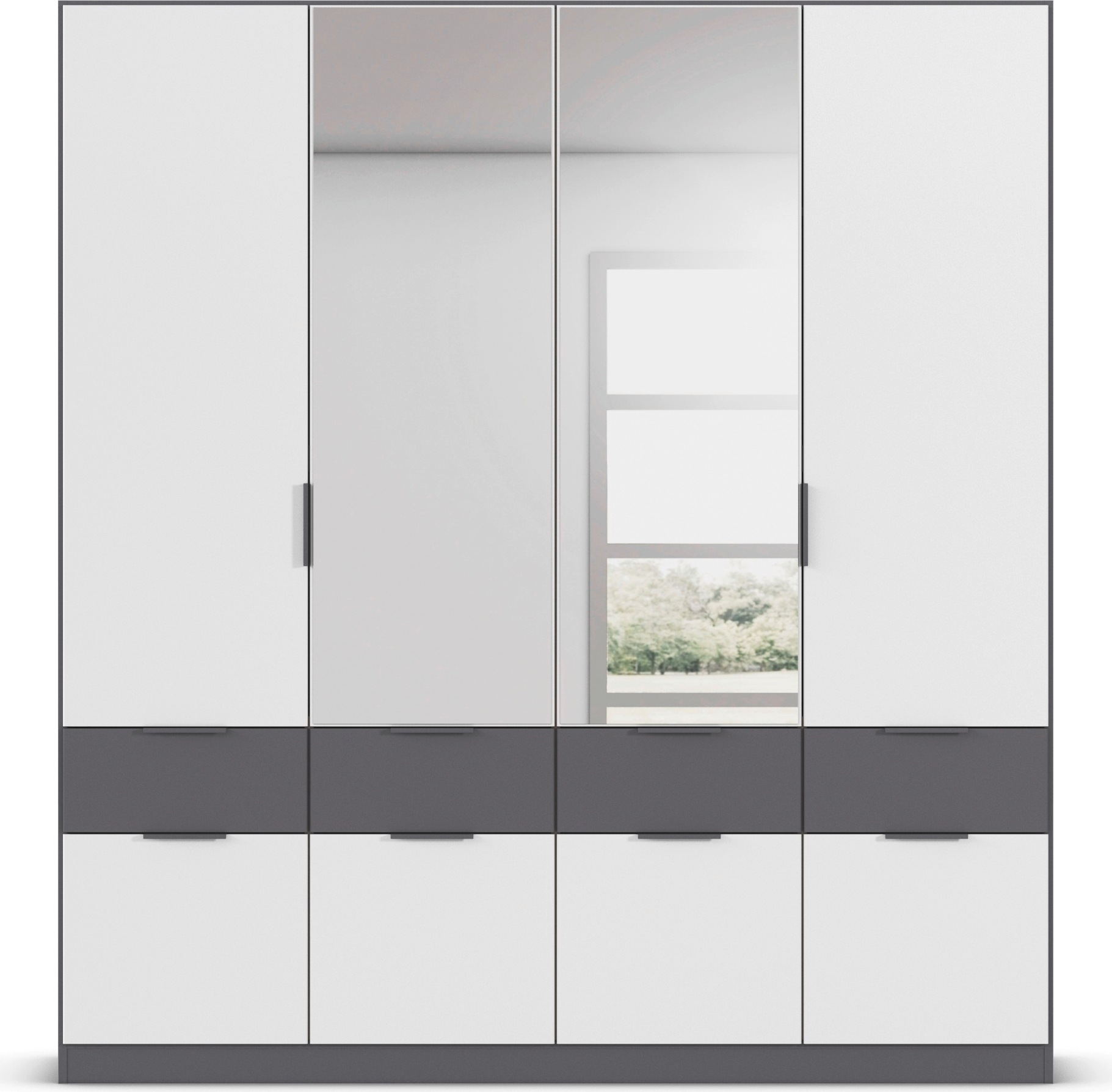 rauch Kleiderschrank »Kleiderschrank Schrank Garderobe Wäscheschrank DUNDEE«, (mit 3 Griff-Varianten), Schubladen in zwei Höhen, optional mit Spiegel MADE IN GERMANY