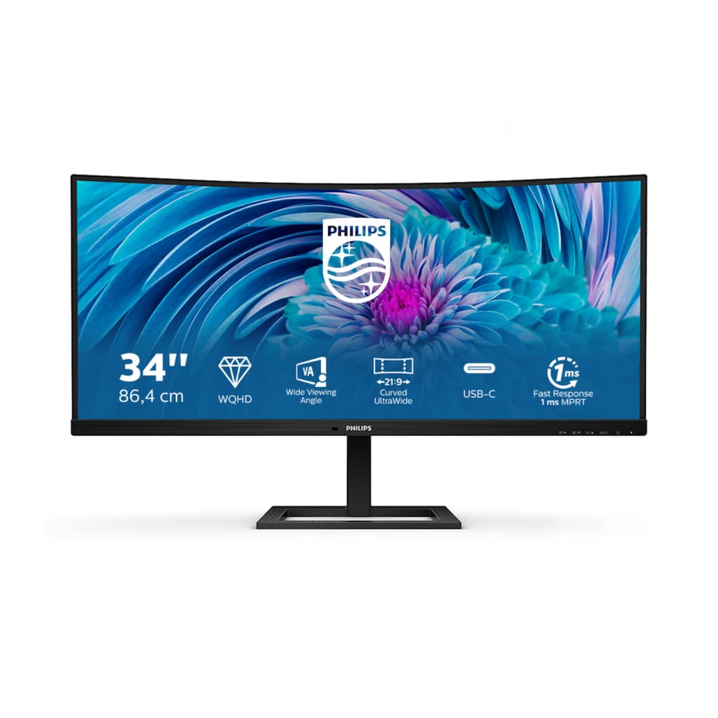 Philips Curved-Gaming-Monitor »346E2CUAE«, 86,36 cm/34 Zoll, 3440 x 1440 px, 1 ms Reaktionszeit, 100 Hz