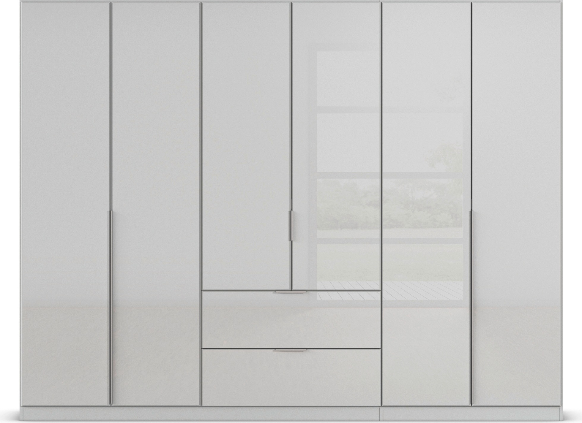 rauch Drehtürenschrank »Kleiderschrank Kleiderschränke Schrank Garderobe AGORDO mit Glasfront«, (in zwei Griff-Farben mit Glasfront), mit Außenschubkästen, in 6 Breiten und 2 Höhen MADE IN GERMANY
