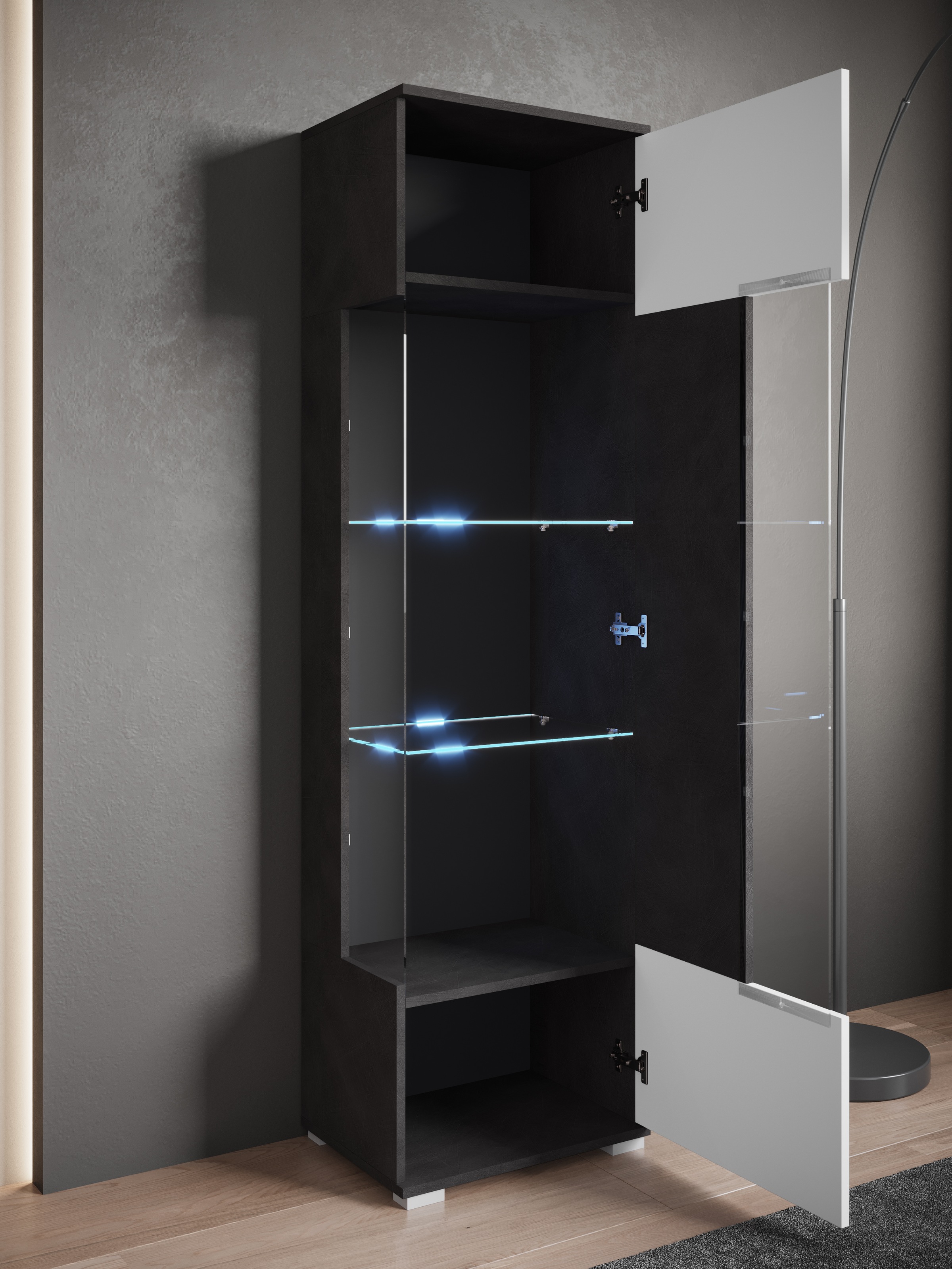 INOSIGN Vitrine »Kenia, stehend und hängend, Türanschlag wechselbar«, (1 St.), Vitrineschrank mit Glastüren 160 cm Höhe