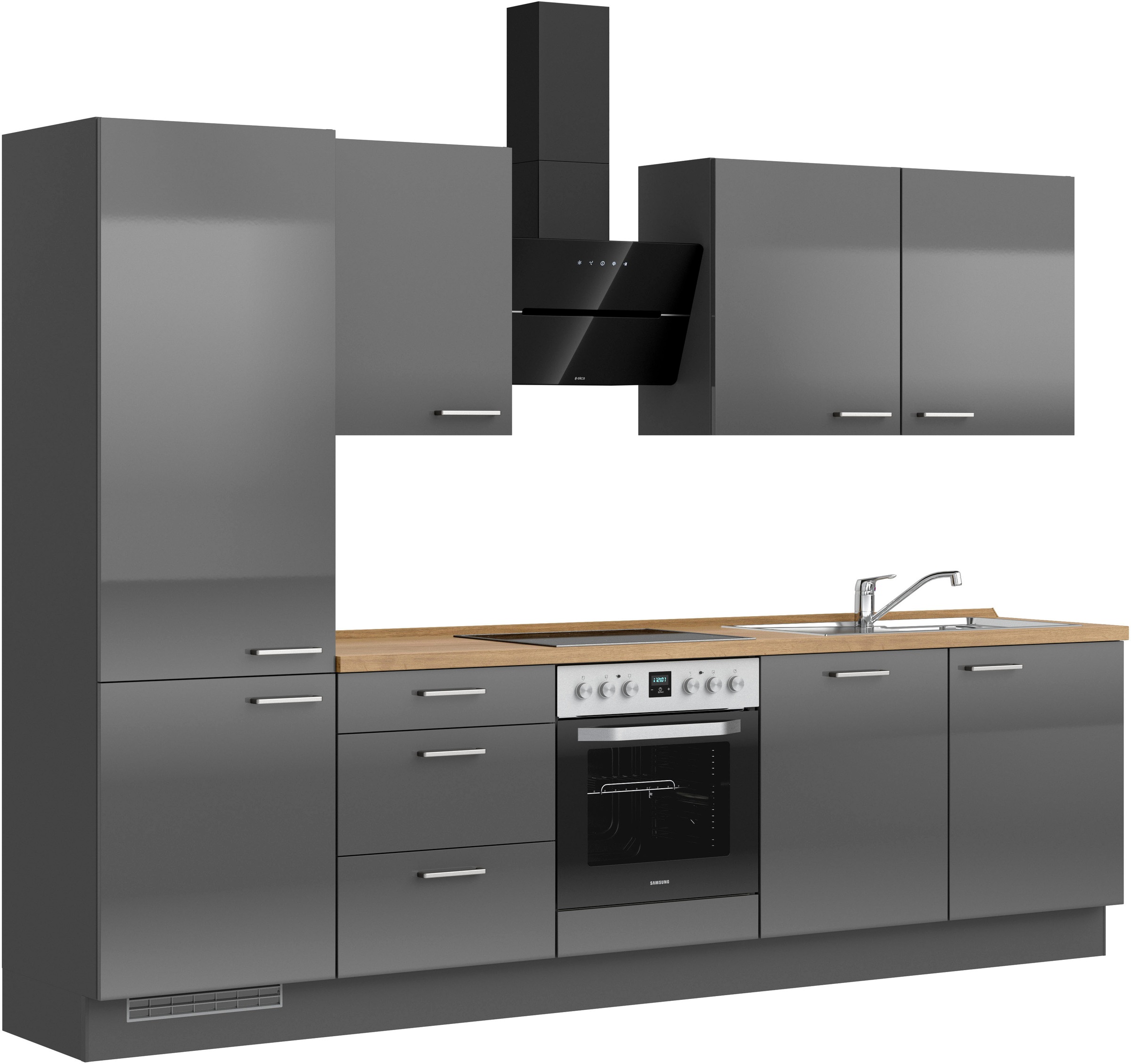 nobilia® Küchenzeile »"Flash II"«, vormontiert, Ausrichtung wählbar, Breite 300 cm, wahlw. mit E-Geräten