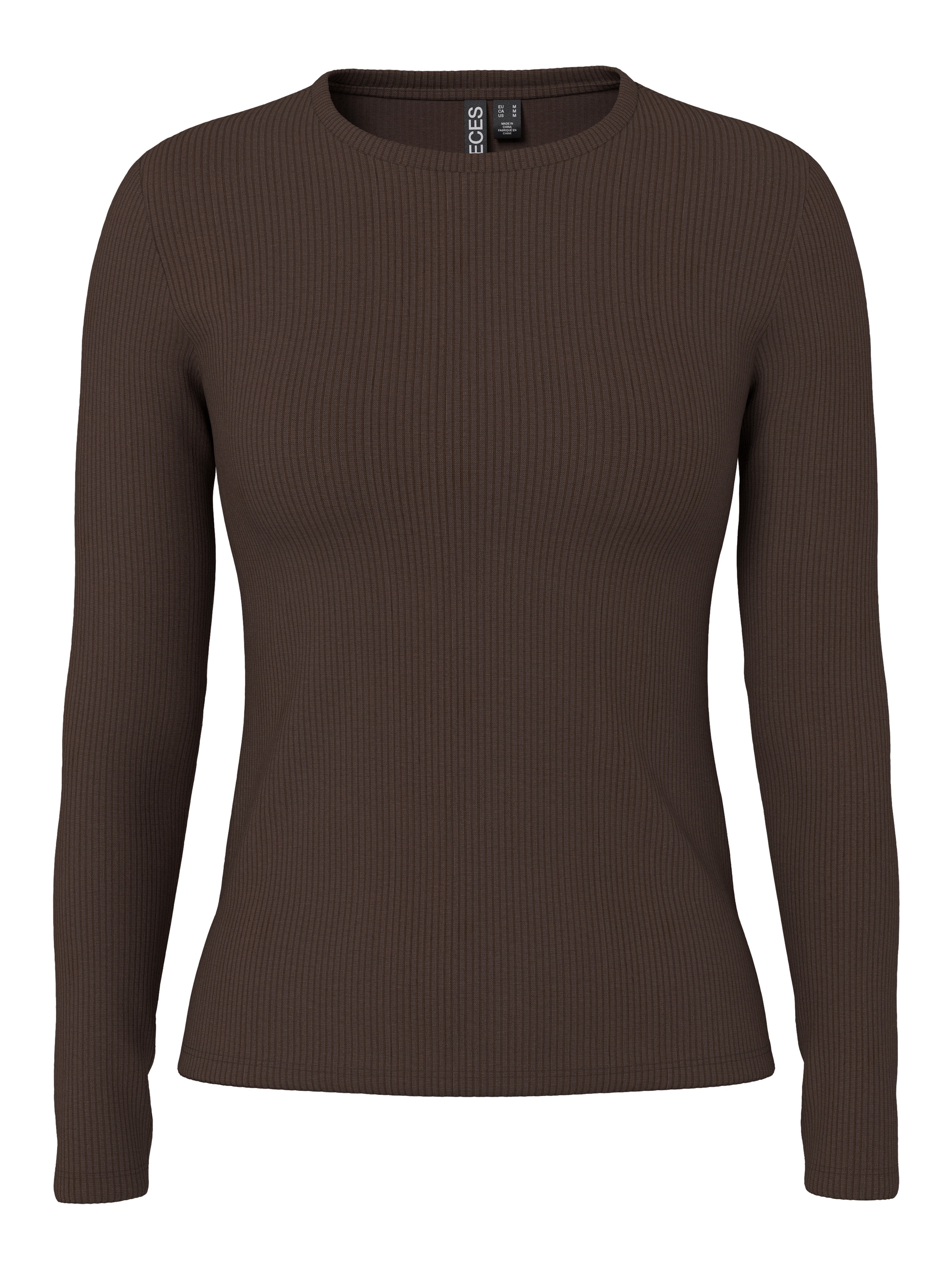 pieces Langarmshirt »PCRUKA LS TOP NOOS BC« Baumwollmischung, slim fit