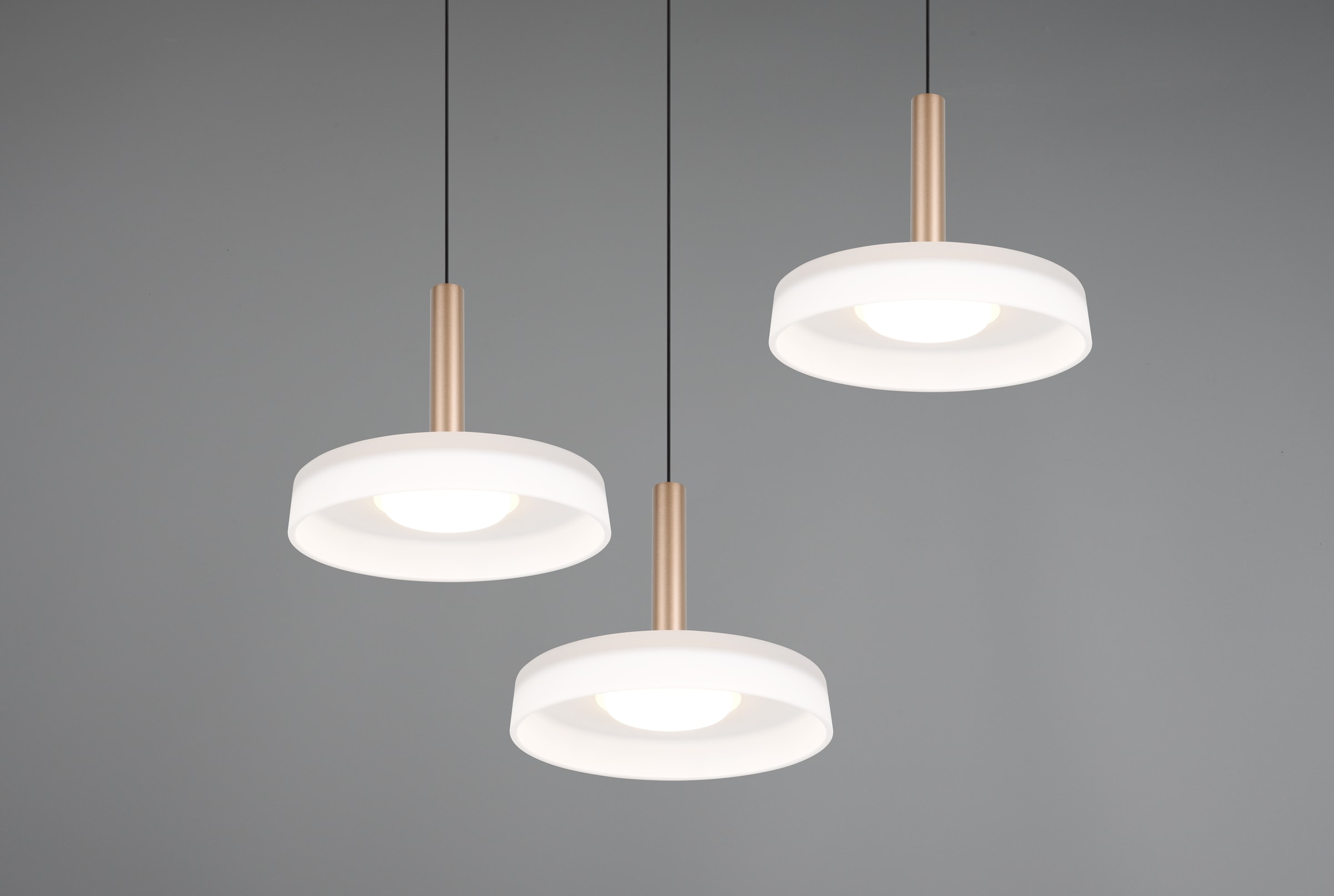 TRIO Leuchten LED Pendelleuchte »CELESTE dimmbare LED Hängelampe aus Metall und Glas, 7,5W, 750 Lumen«, 3 flammig, Leuchtmittel LED-Board | LED fest integriert, 3-flammig einfach höhenverstellbar von 50-200 cm 3-Stufen Dimmfunktion