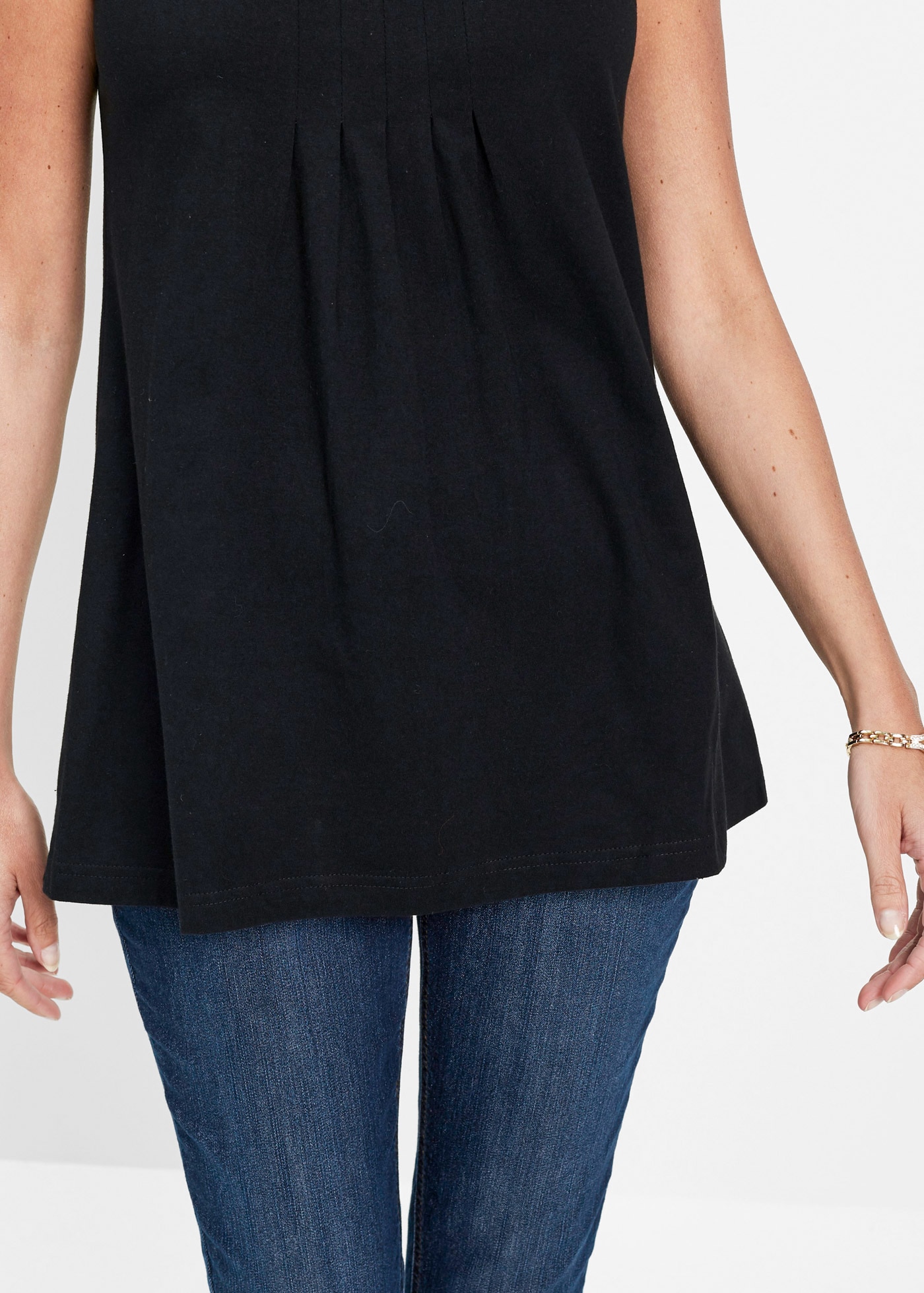 bonprix Longtop »Long-Top« mit elegantem Faltendetail, lockere Passform, reine Baumwolle