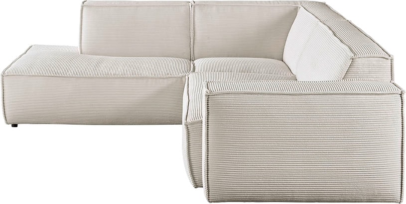 3C Candy Ecksofa »Matteo in elegant, kubischer Formensprache, bequem, L-Form«, mit auffälliger Kedernaht, Cord-Bezug, Lounge-Charakter