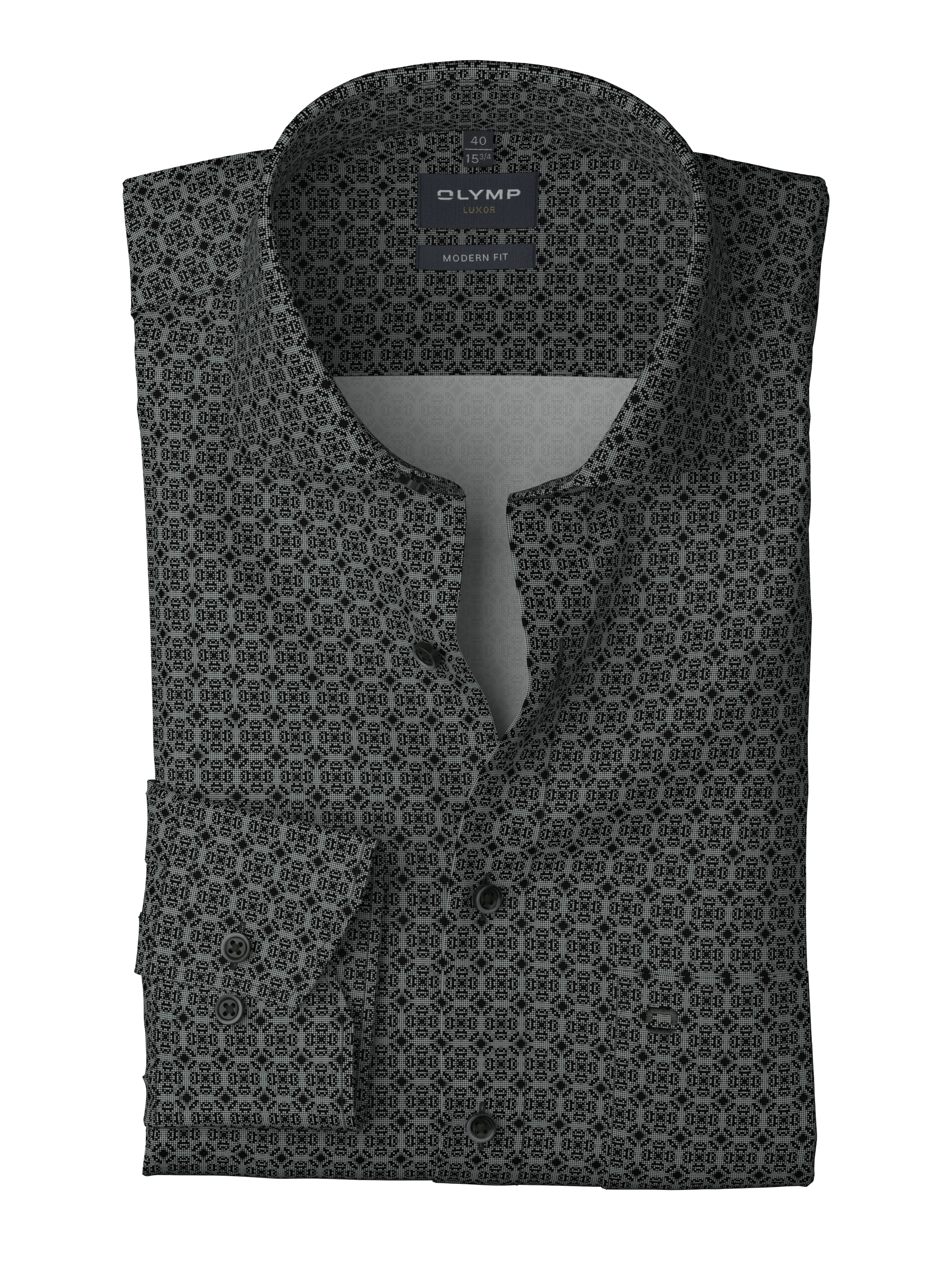 OLYMP Langarmhemd »Luxor modern fit« Royal-Kentkragen, Businesshemd, modern fit, gemustert