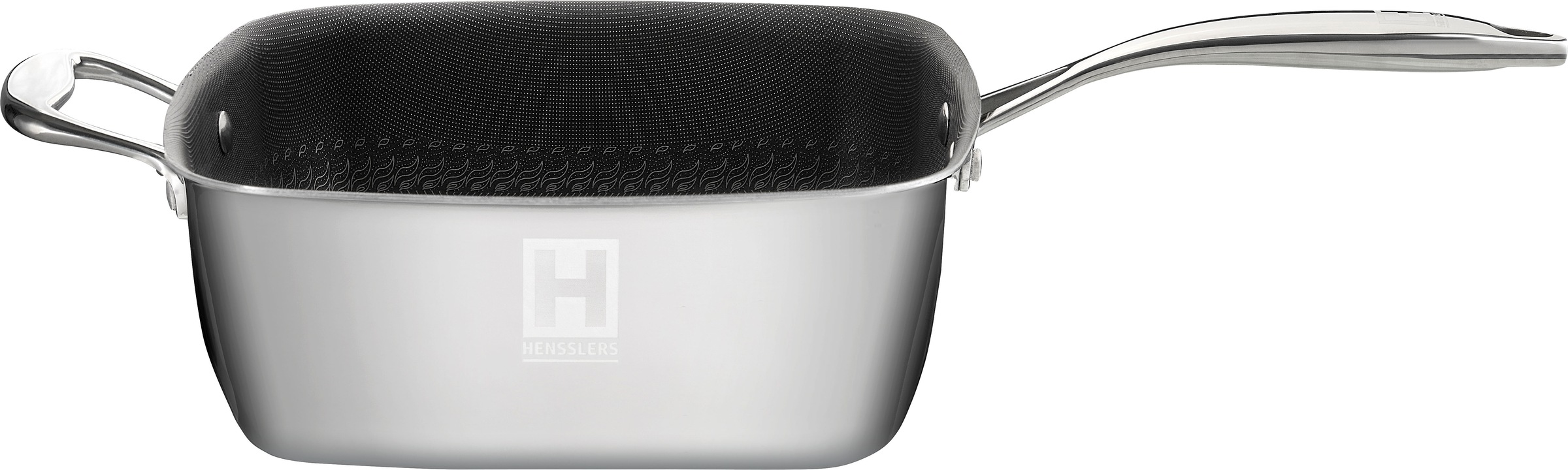 HENSSLERS Servierpfanne »HENSSLERS Edelstahl Viereck-Hochrandpfanne mit Glasdeckel«, Edelstahl, (4 tlg.), inklusive Dünst- und Grilleinsatz