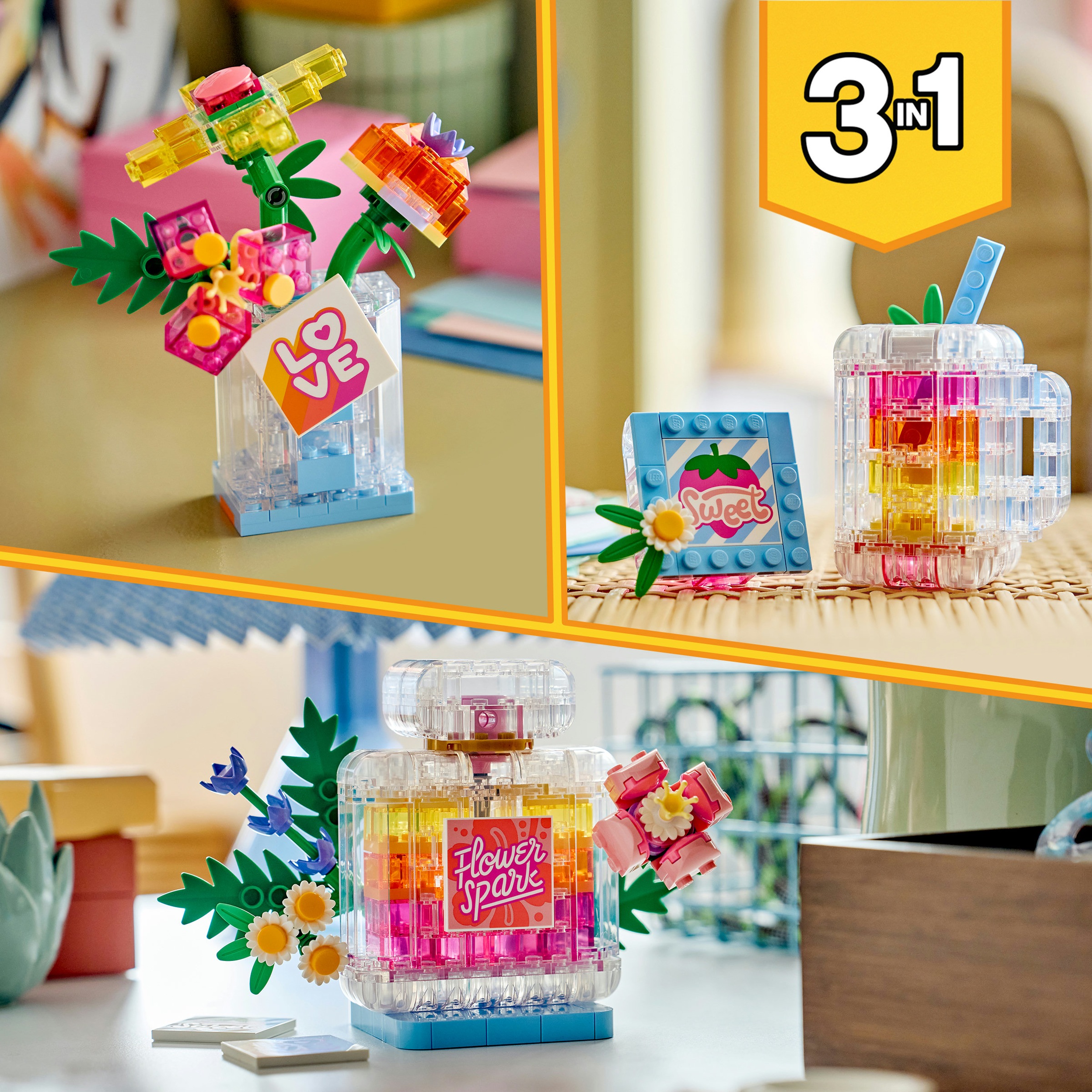 LEGO® Konstruktionsspielsteine »Parfümflasche mit Blumendeko (31383), LEGO Creator« Made in Europe