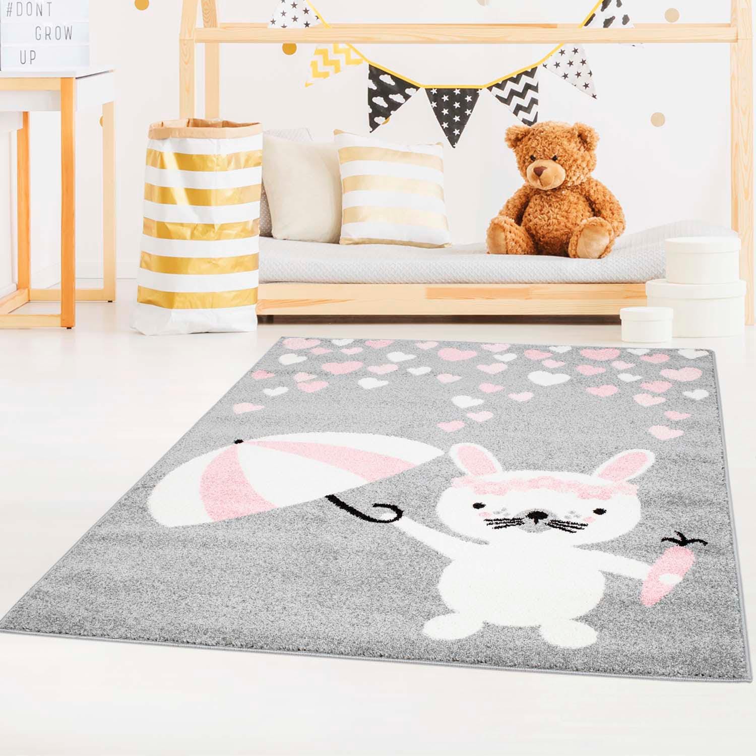 Carpet City Kinderteppich »Bubble Kids 1318«, rechteckig, Spielteppich,  Hase, Herzen, Weicher Flor, Pflegeleicht, Kinderzimmer bequem und schnell  bestellen