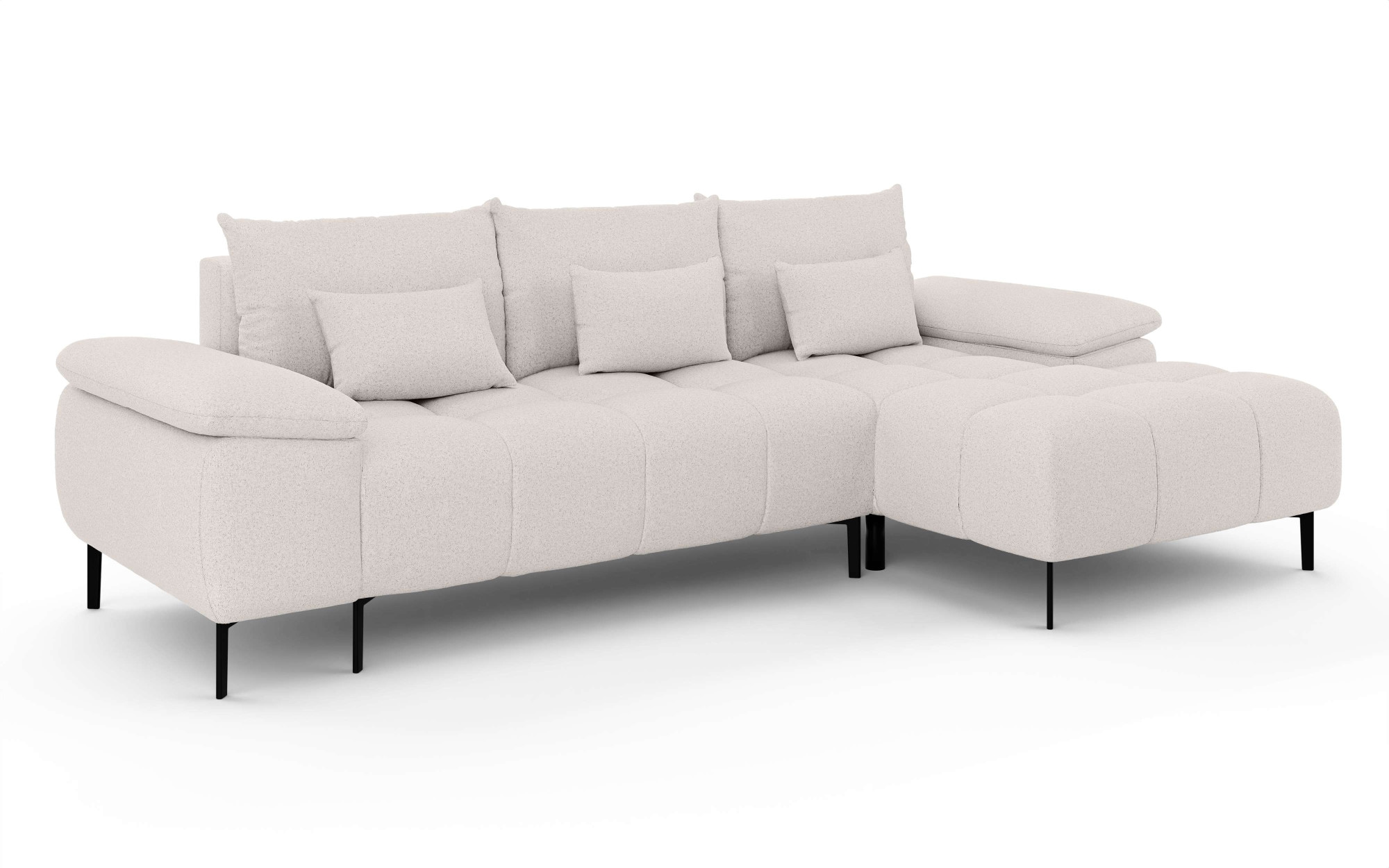 INOSIGN Ecksofa »DROMARA Schlafsofa mit Bettkasten, Maße: B/T/H 277/141/91 cm«, L-Form mit Recamiere rechts/links bestellbar, Wellenunterfederung